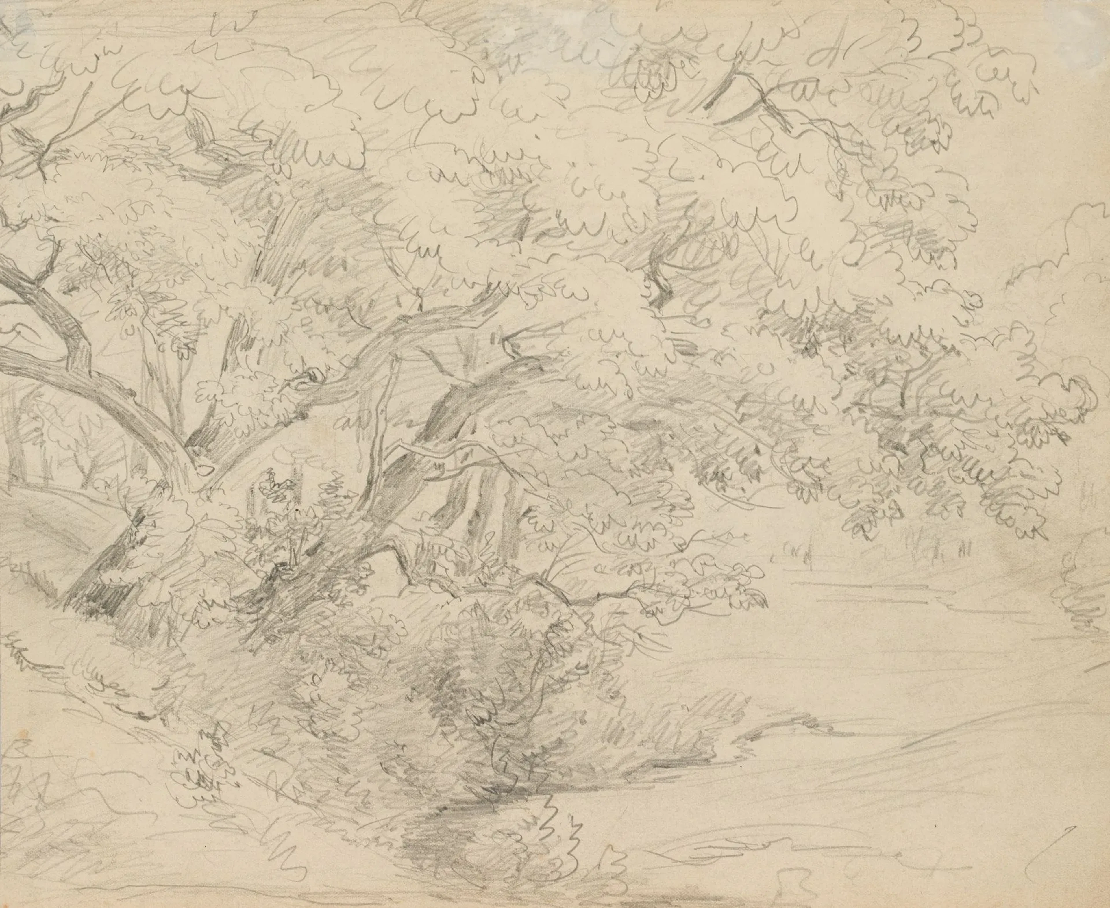 J. MAURER (1826–1887), Riverside Landscape, Pencil Jakob Maurer (1826