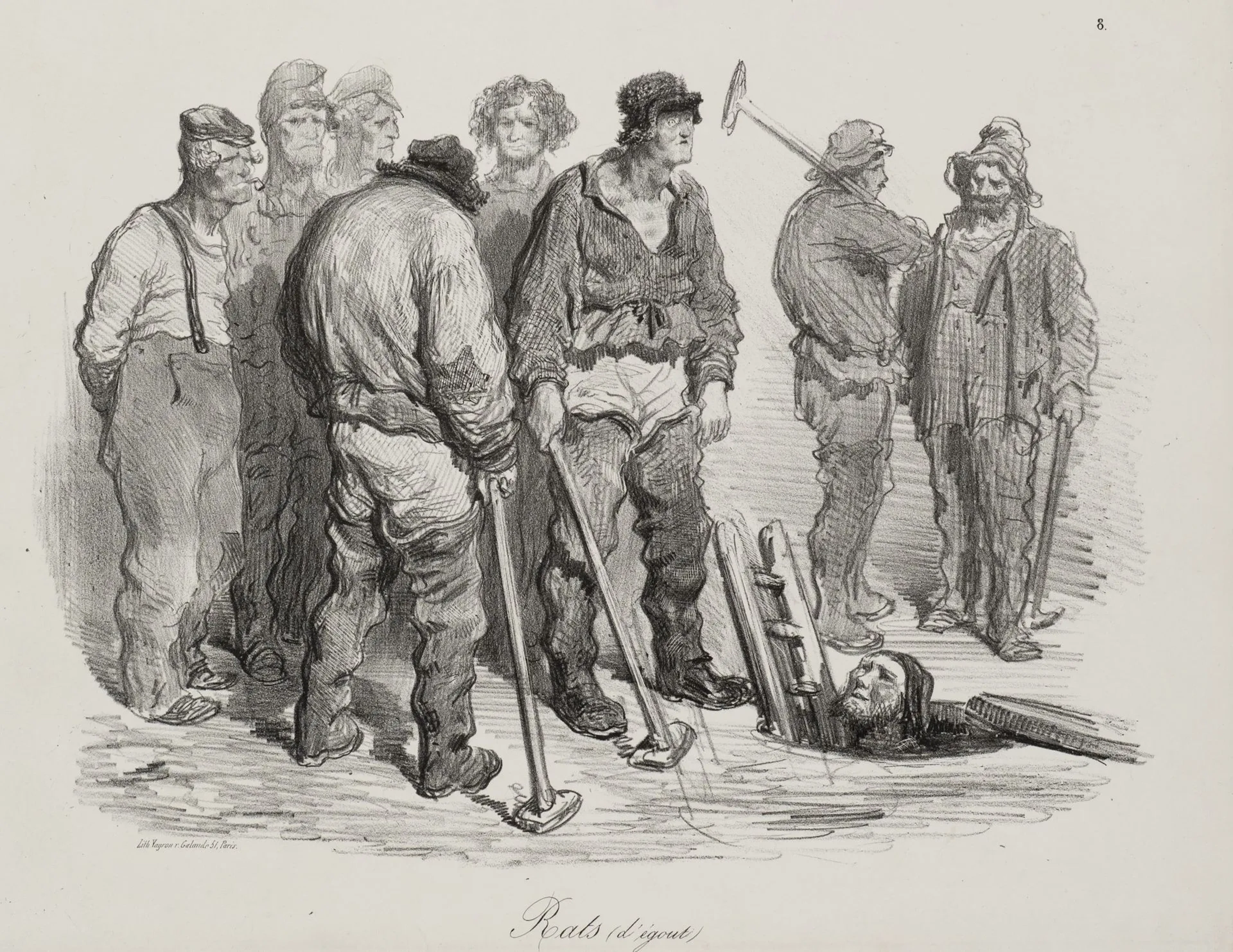 G. DORÉ (1832–1883), Caricature of a sewer worker, 1854, Lithograph