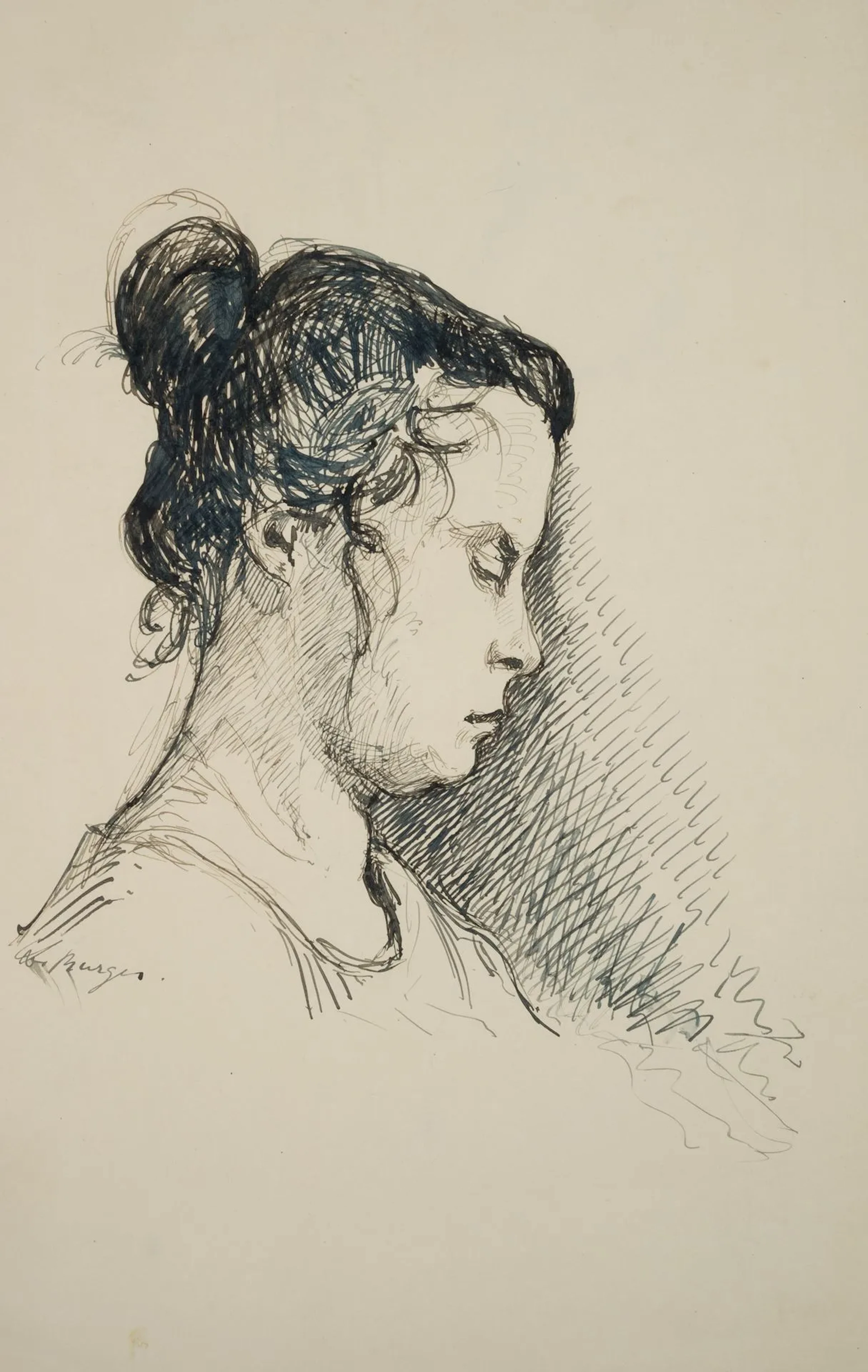 B. BURGER (1892-1968), Portrait of a young girl, Indian inkB... | bids
