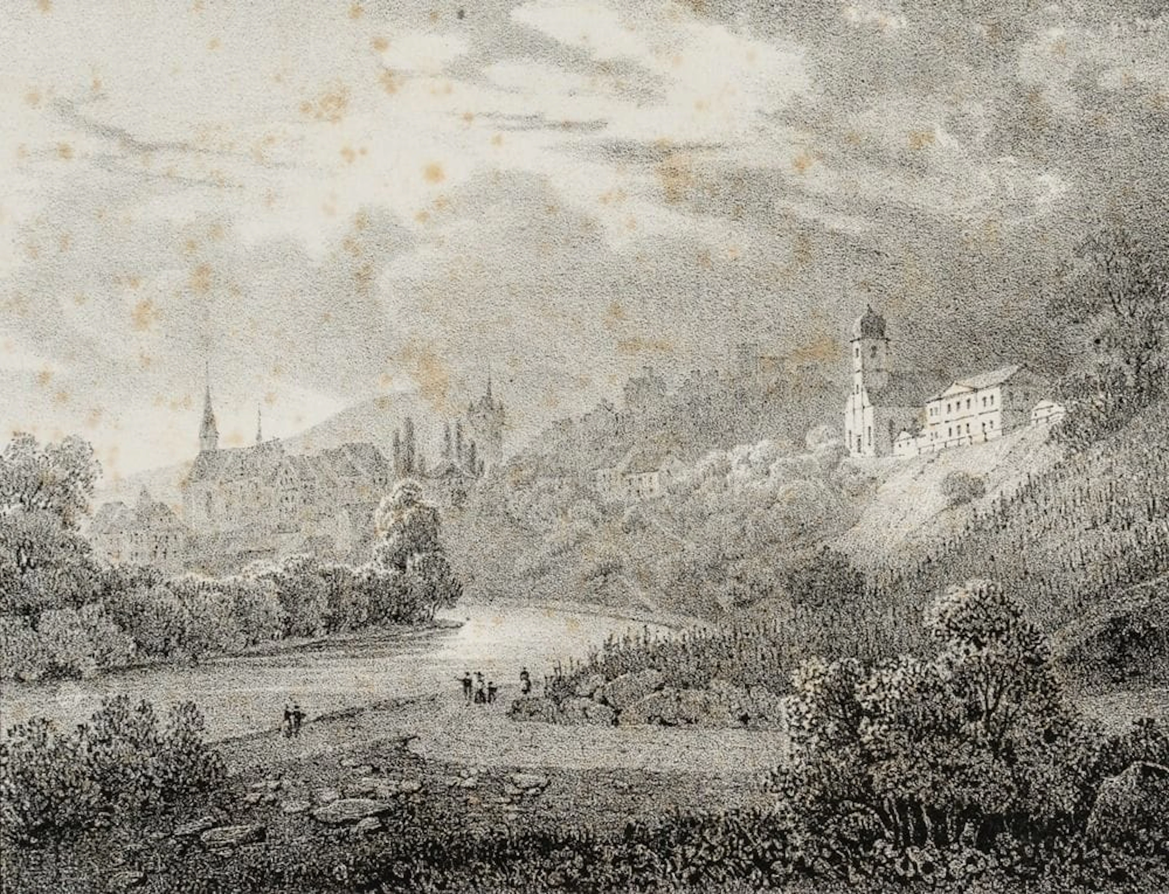 G. ENGELMANN (*1788), Schlossberg in Baden, Aargau, around 1830, lithograph