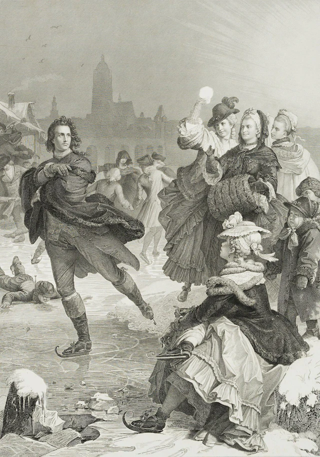 J. RAAB (*1825) after KAULBACH (*1805), Goethe as a Skater, Copper