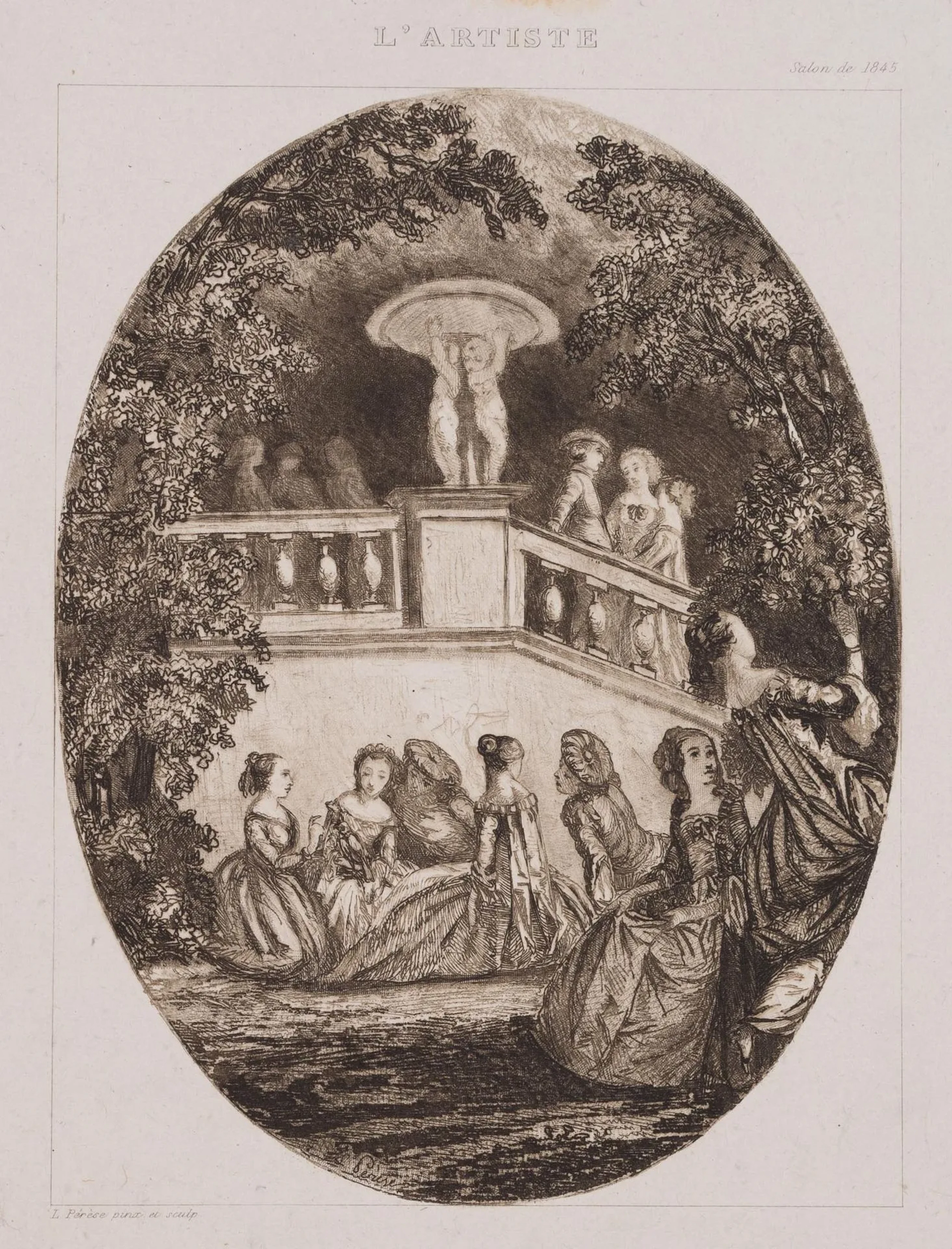 L. PÉRÈSE (19th century), *La saison des roses*: Festival in the Park
