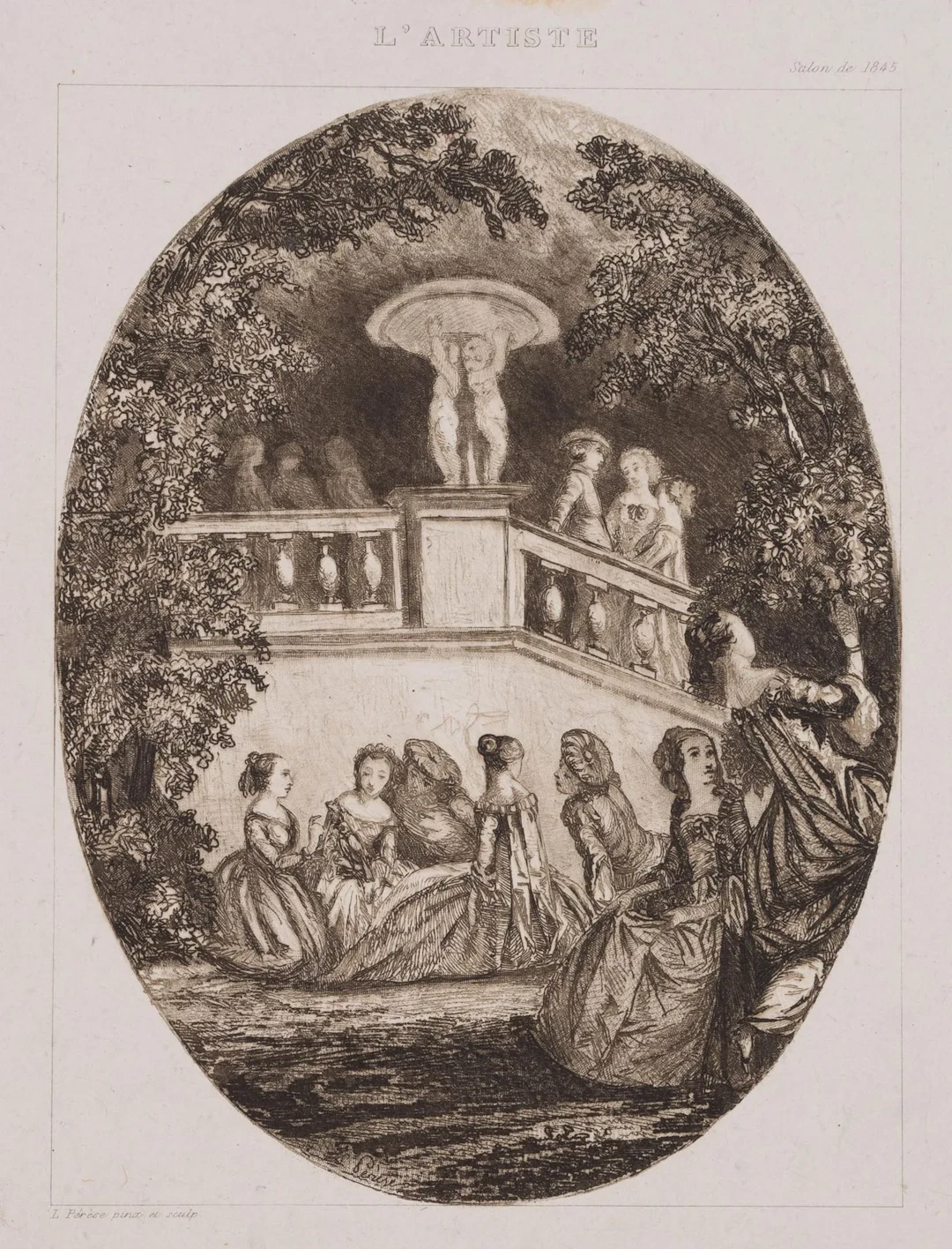 L. PÉRÈSE (19th century), *La saison des roses*: Festival in the Park