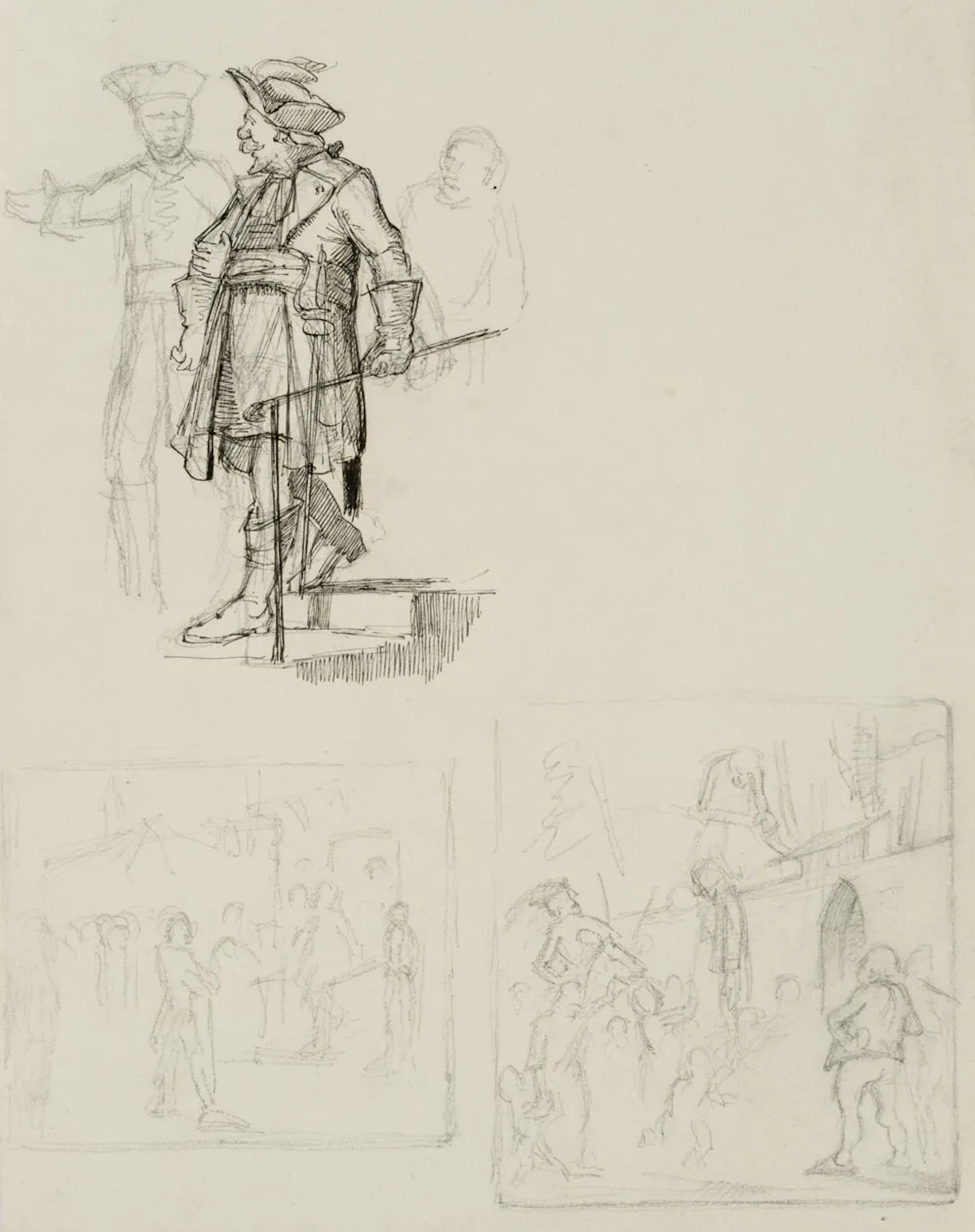 E. RONDAHL (1858-1914), Scenes from Danish history, around 1880, Pencil