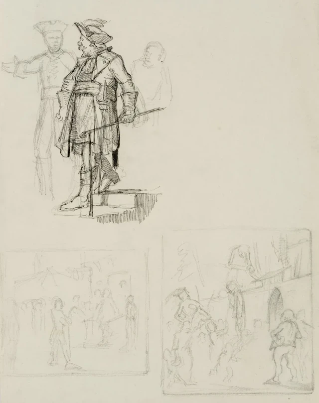 E. RONDAHL (1858-1914), Scenes from Danish history, around 1880, Pencil
