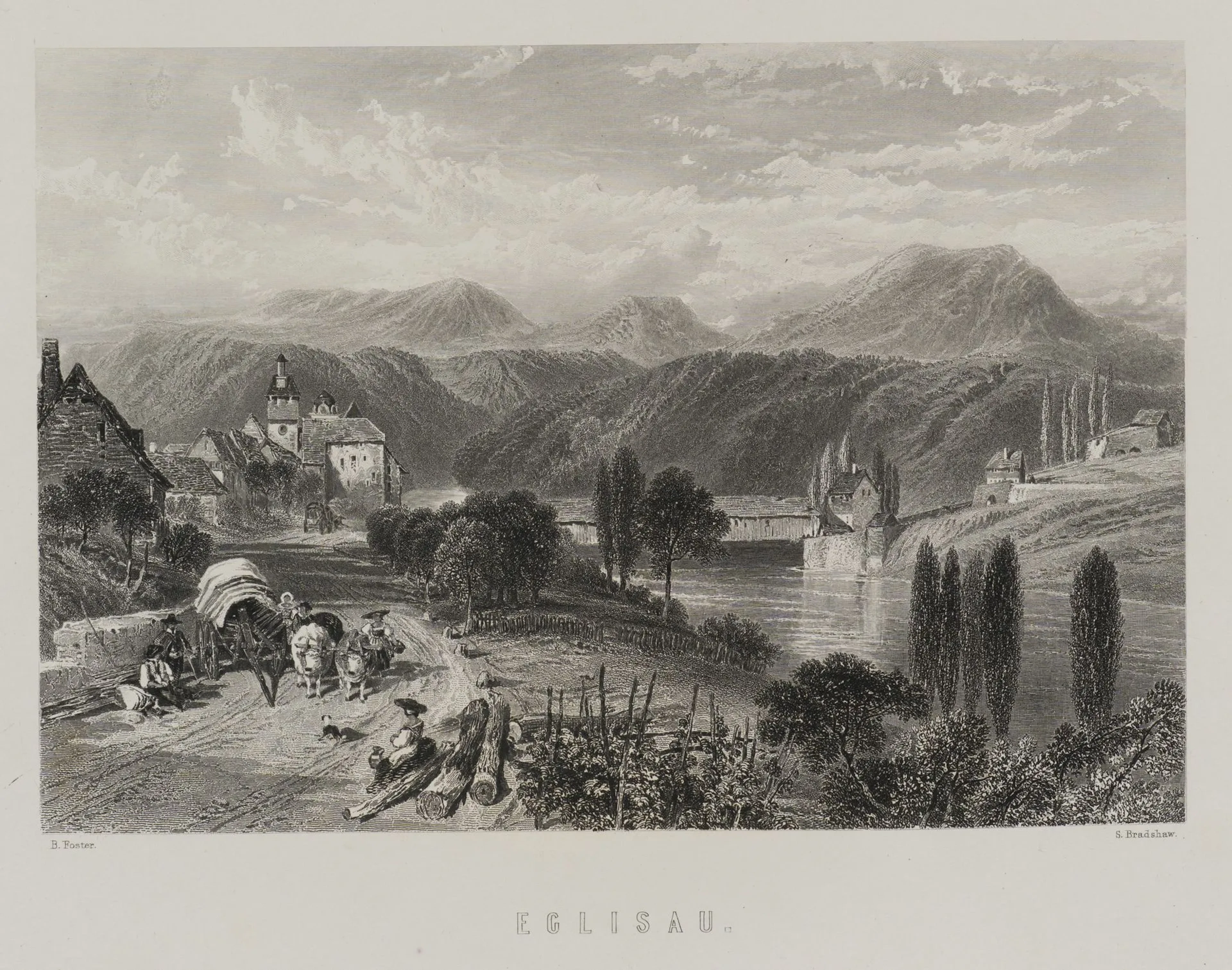 B. FOSTER (*1825) after BRADSHAW (19th), Eglisau, Steel engraving