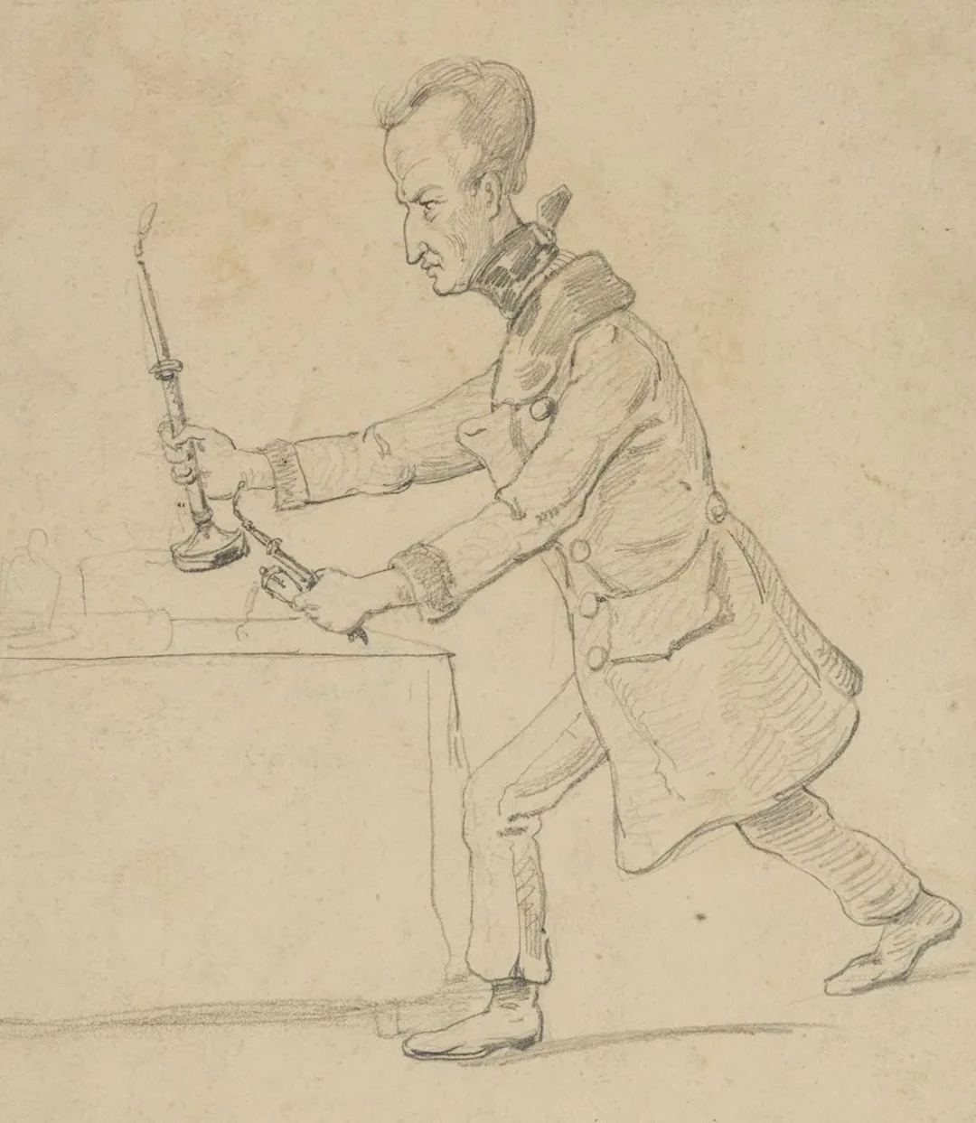 Unknown (19th), Caricature of an officer, Denmark, around 1880, Pencil