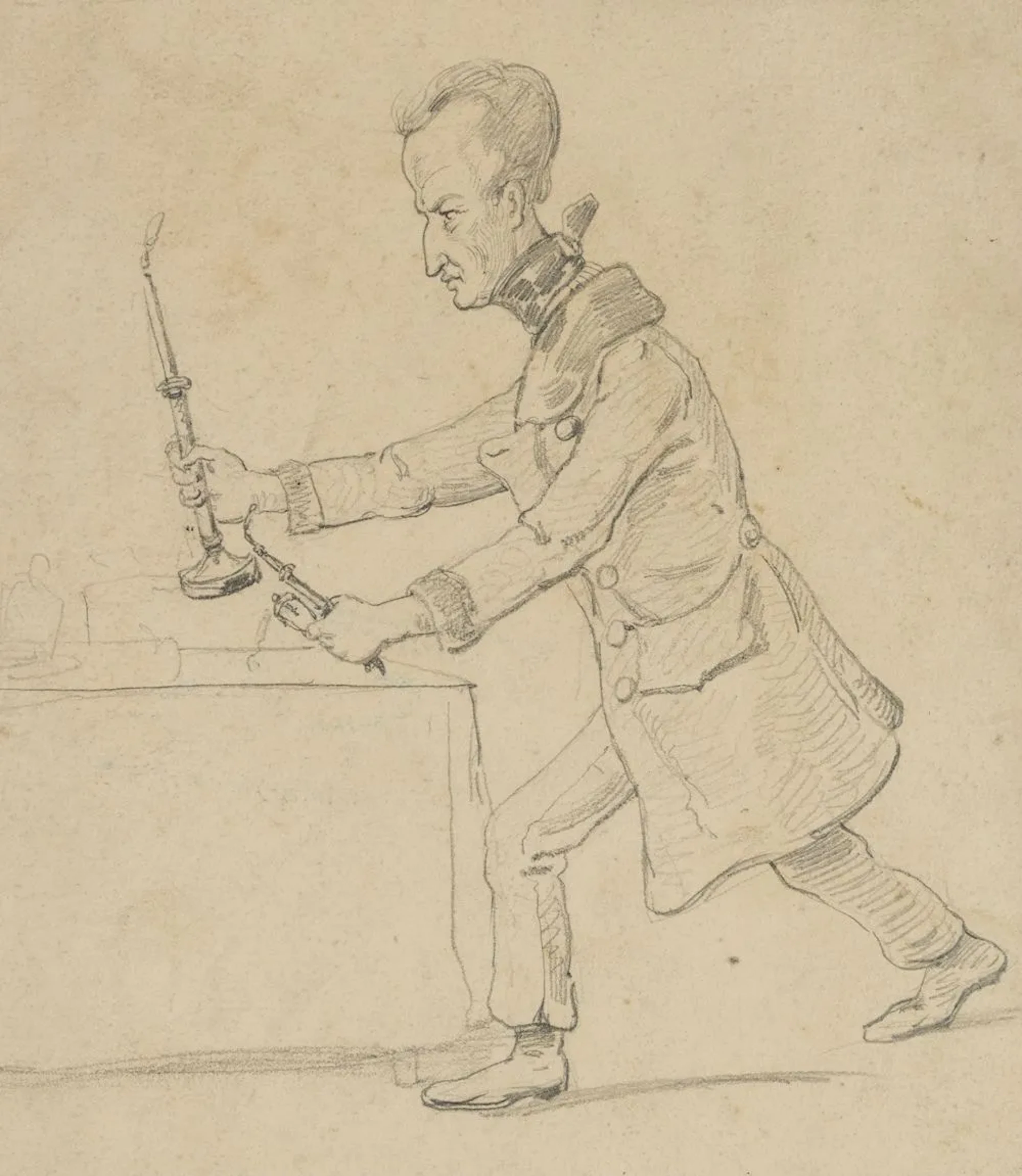 Unknown (19th), Caricature of an officer, Denmark, around 1880, Pencil