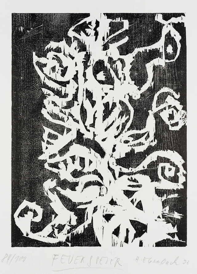 H. EBERSBACH (*1940), Fire-breather, 1993, Woodcut Hartwig Ebersbach