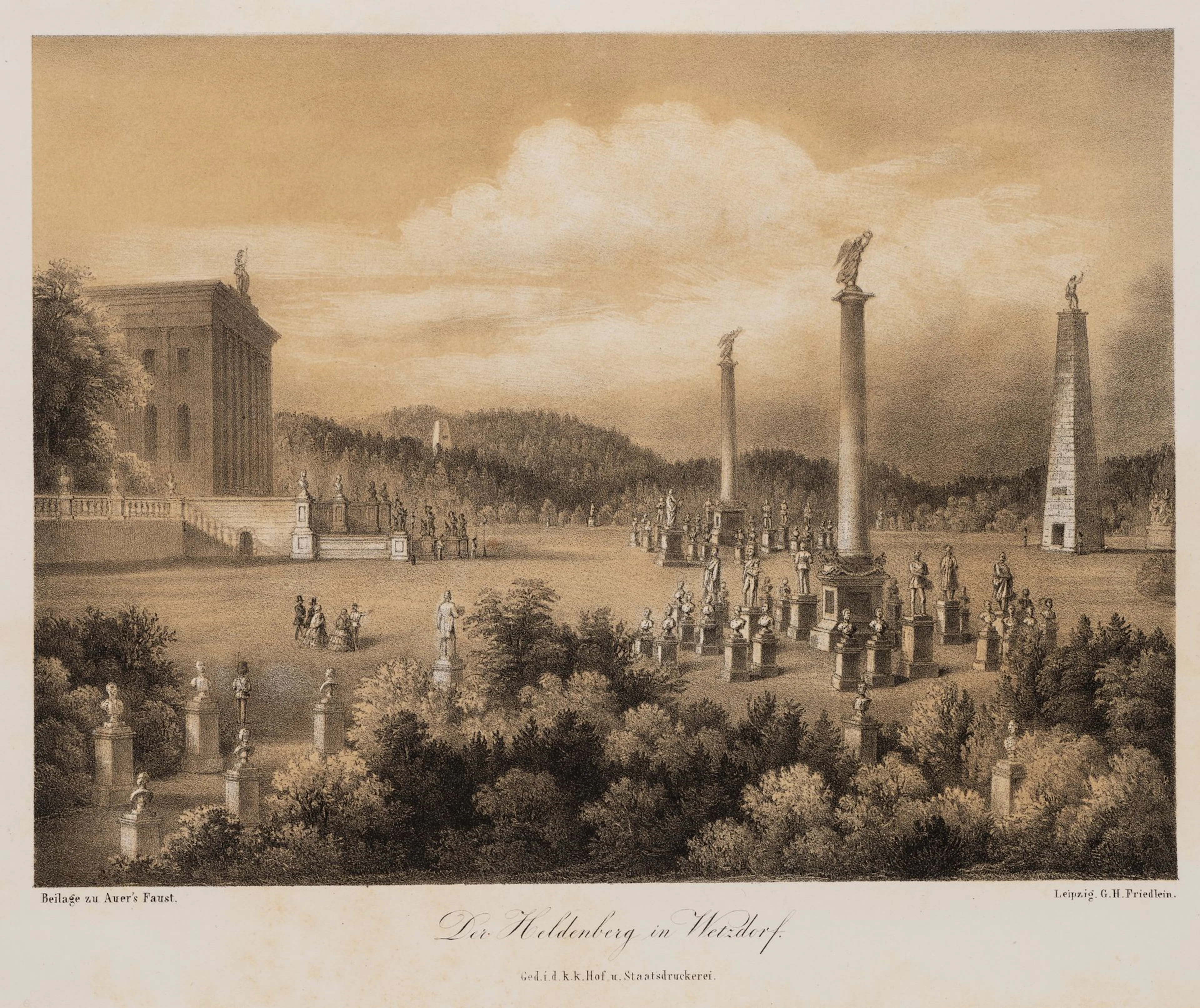 Unknown (19th century), Heldenberg in Wetzdorf, Lithograph Unknown
