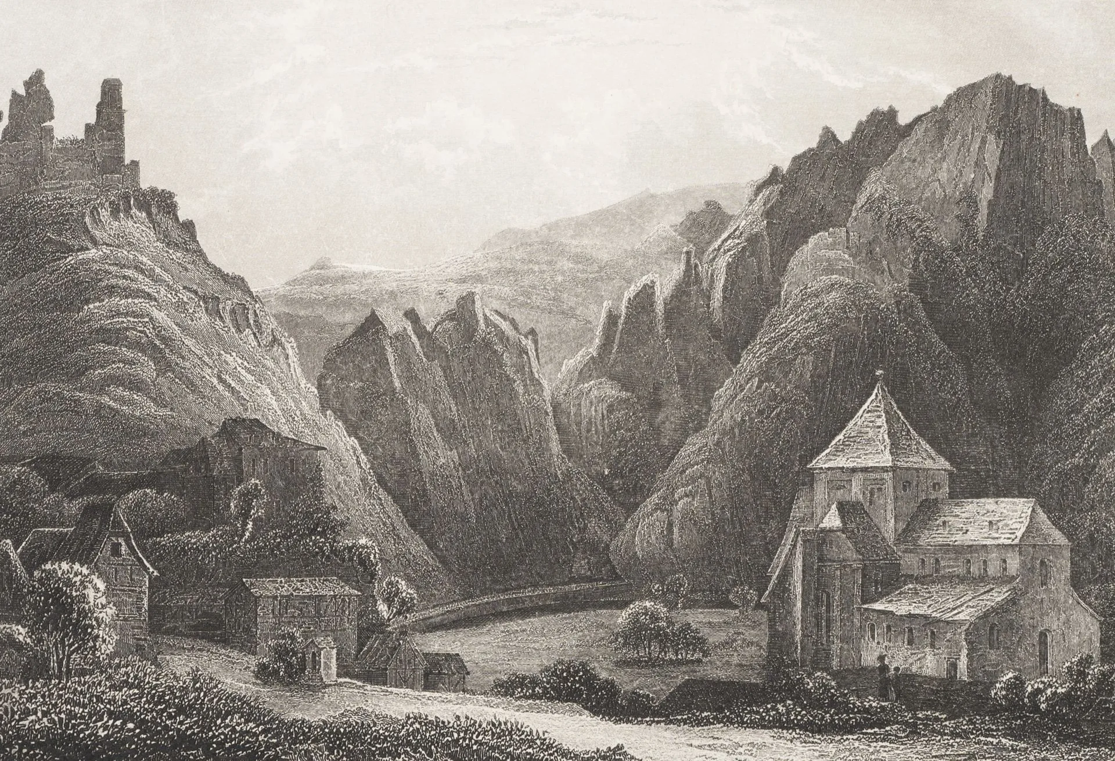 H. WINKLES (*1801) after FROMMEL (*1789), Castle and Church in the