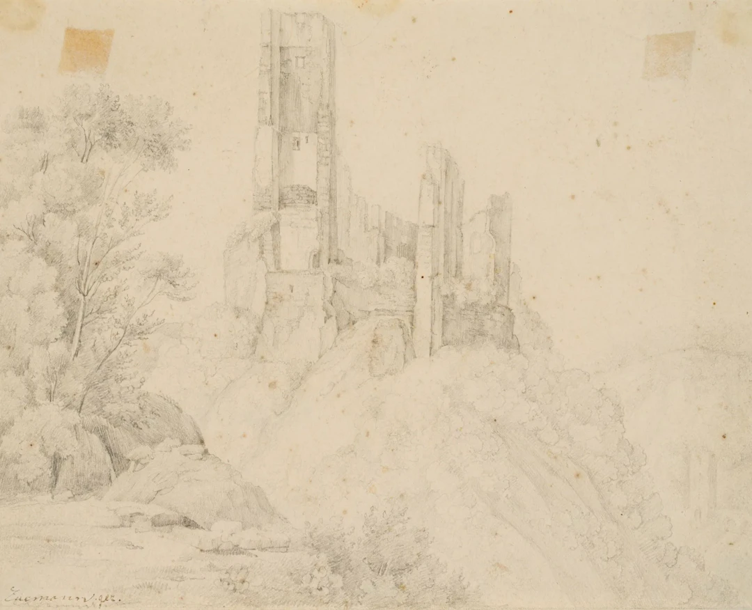 EHEMANN (19th), Ruins of a hilltop castle, around 1820, Pencil Ehemann