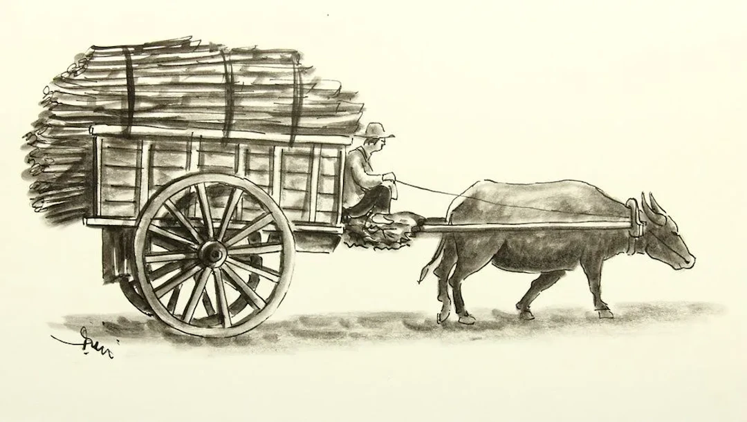 Unknown (20th), Asian cart, brush drawing Unknown (20th century):