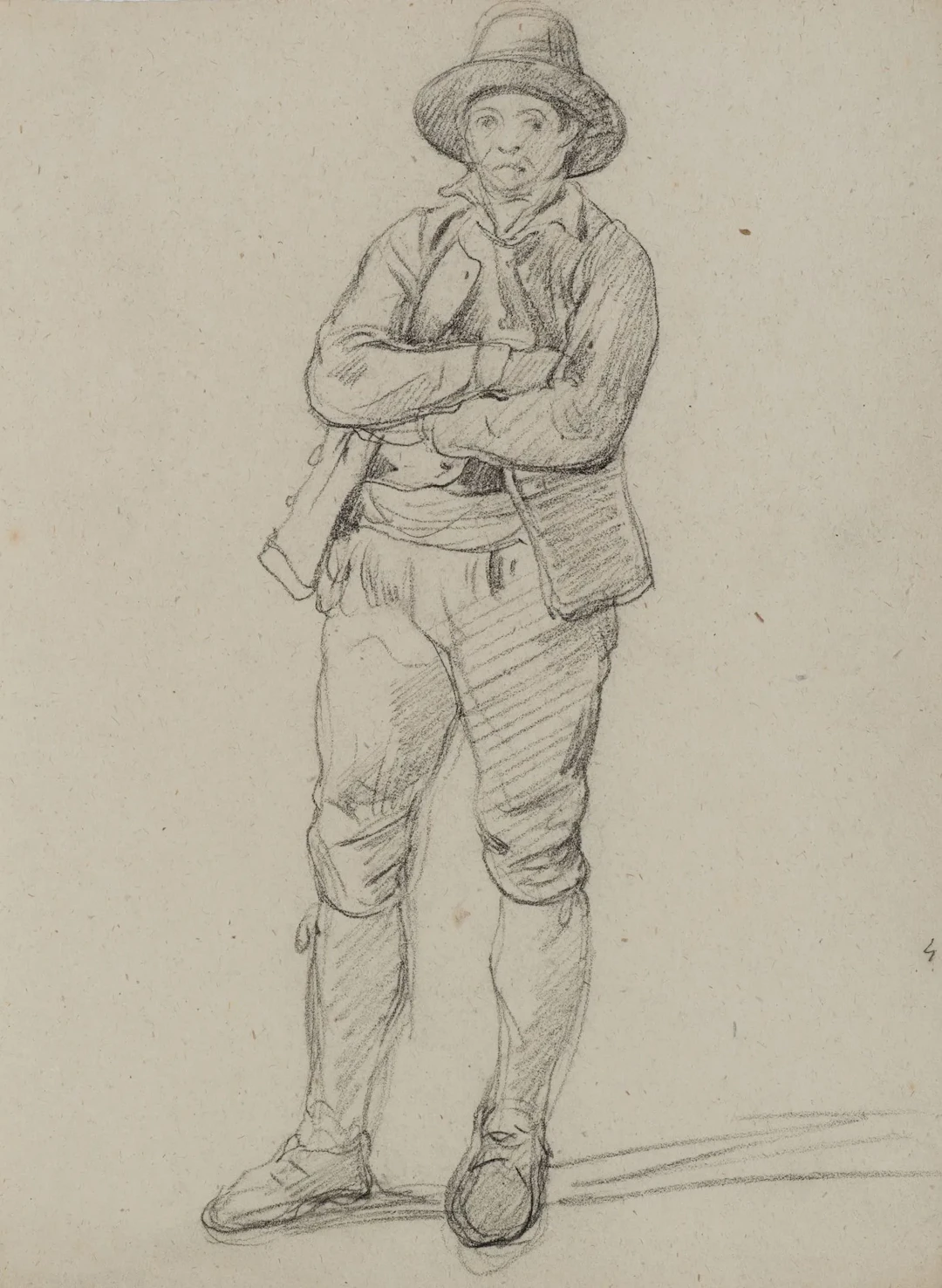 A. VIOLLET-LE-DUC (*1817), Man in a Hat, Pencil Adolphe Viollet-le-Duc