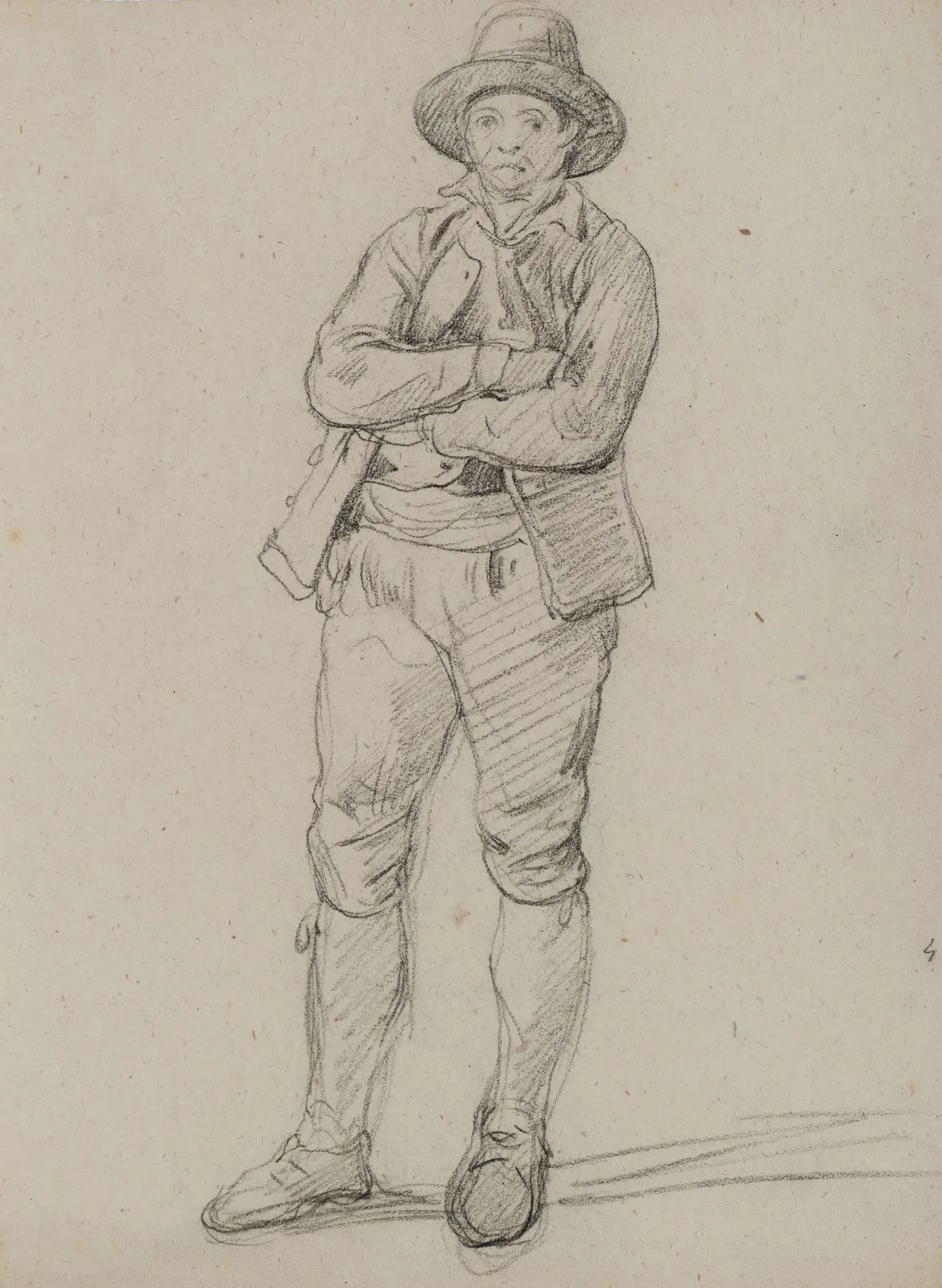 A. VIOLLET-LE-DUC (*1817), Man in a Hat, Pencil Adolphe Viollet-le-Duc