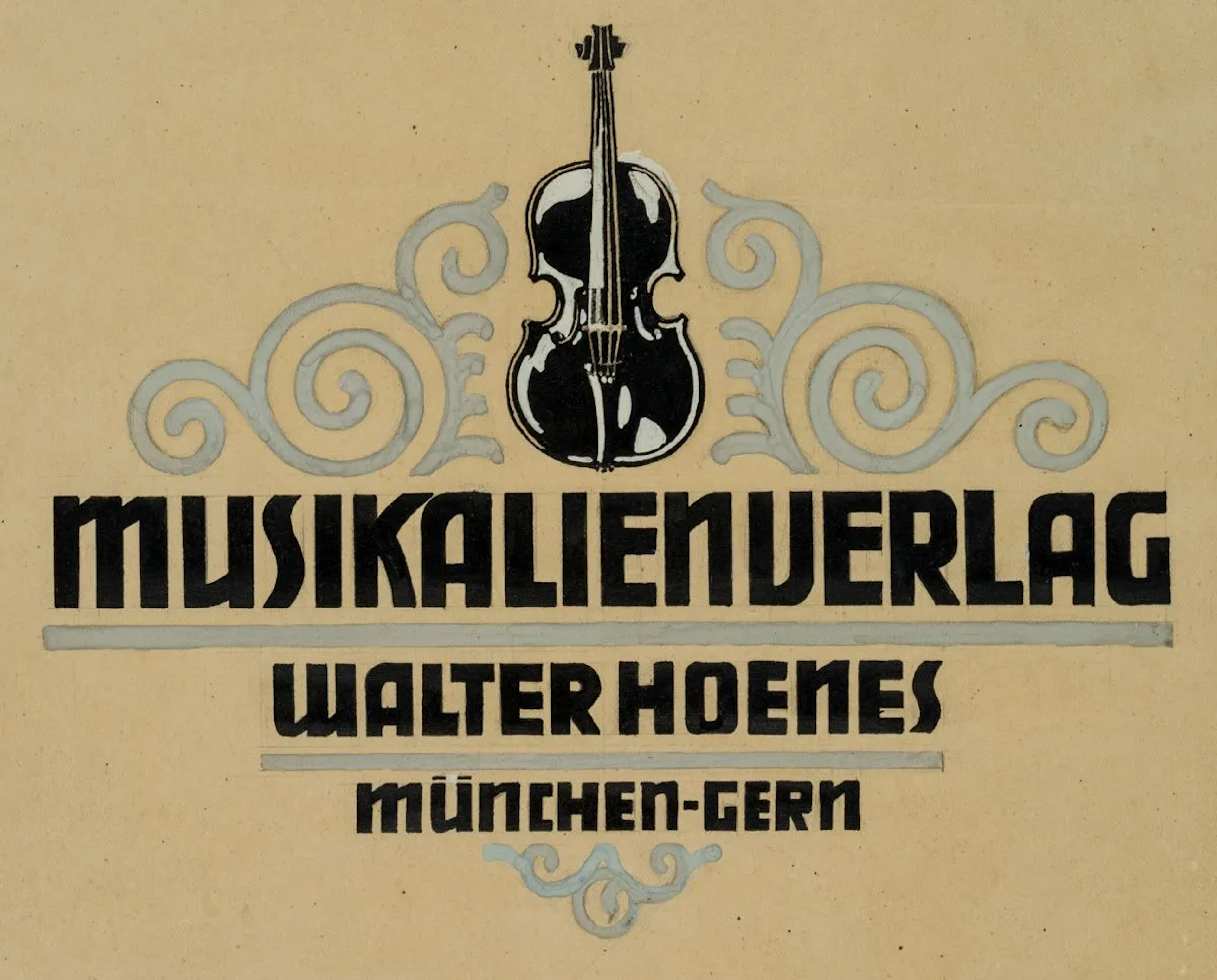 Unknown (20th), W. Hoenes Music Publishers, around 1900, Watercolor