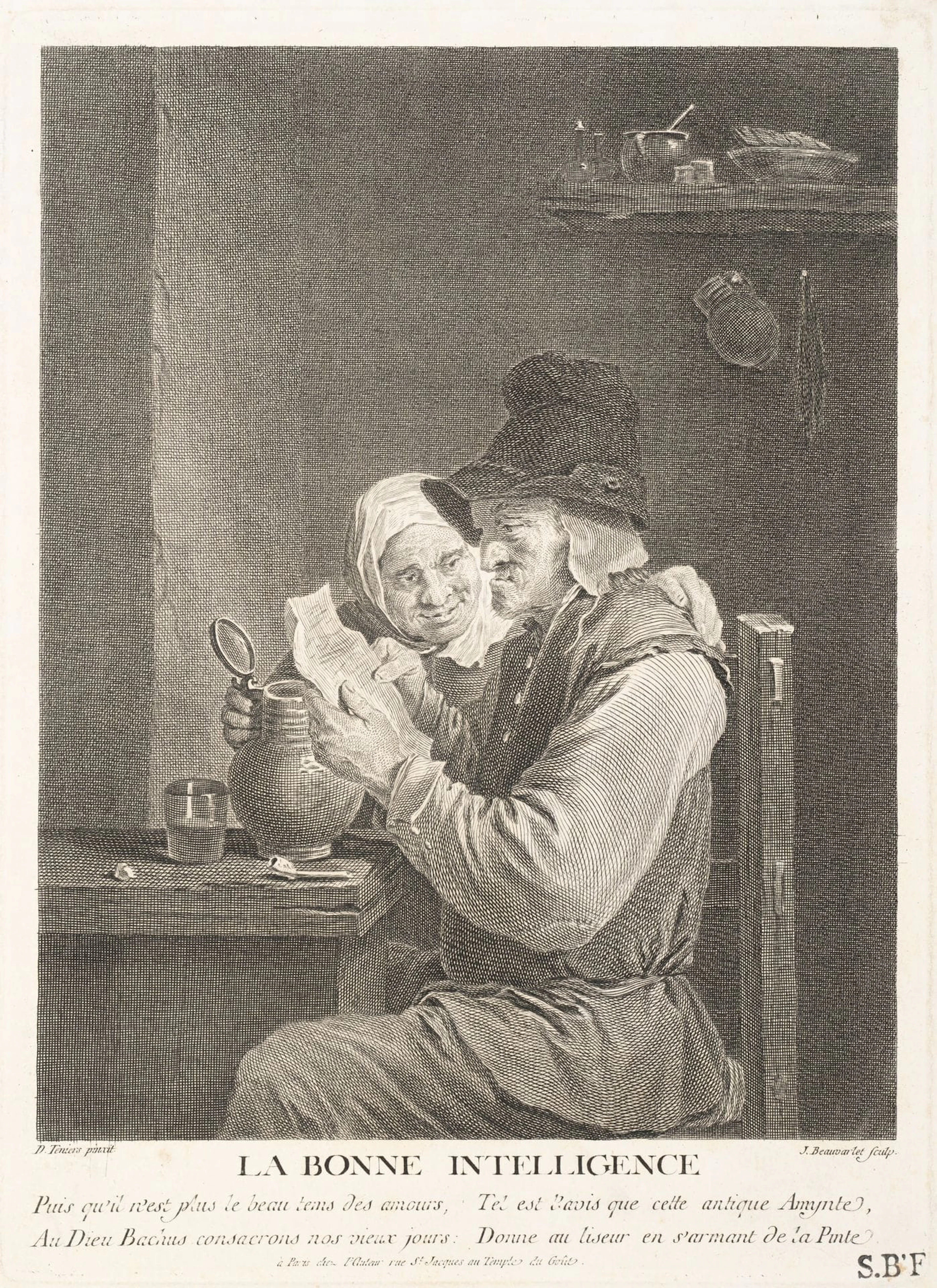 J. BEAUVARLET (*1731) after TENIERS (*1610), *The Right Kind of Intelligence*