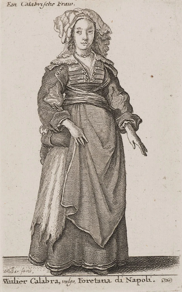 W. HOLLAR (1607–1677), A Woman from Calabria, c. 1649, etching Wenzel