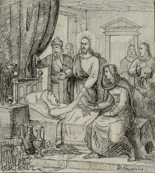 E. RONDAHL (1858–1914), Biblical scene: Jesus visiting the sick, 1875