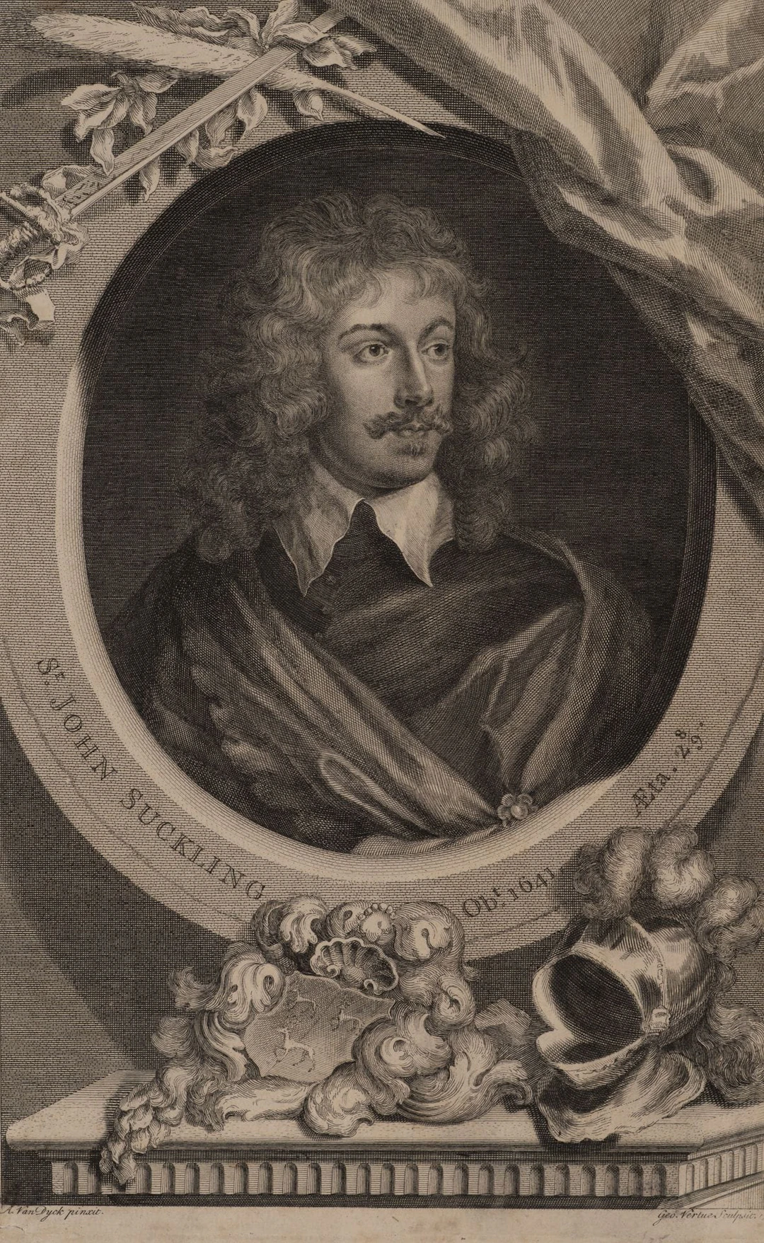 G. VERTUE (*1684) after DYCK (*1599), Portrait of Sir John Suckling
