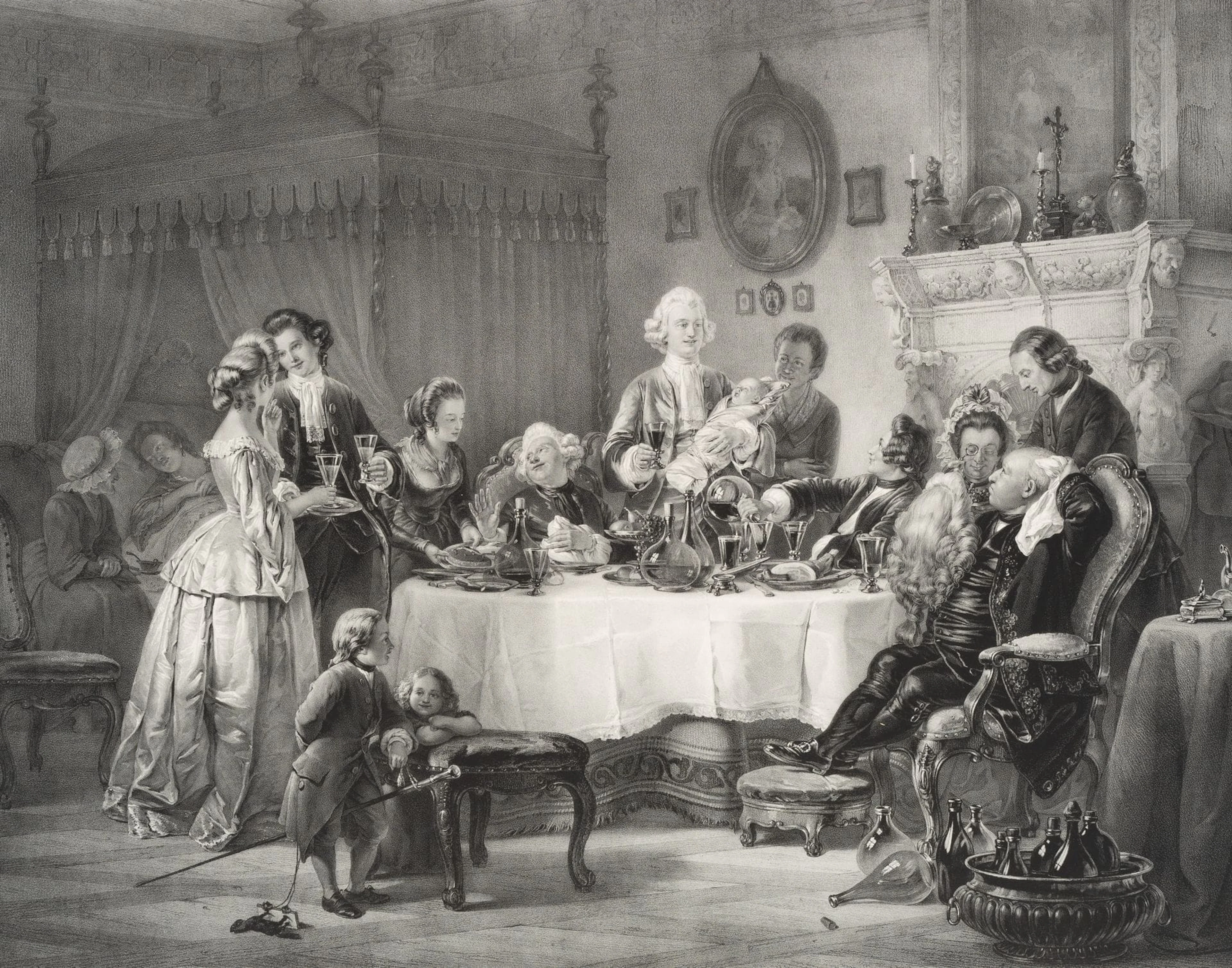 F. HANFSTAENGL (*1804) after GEYER (*1807), The Christening Celebration
