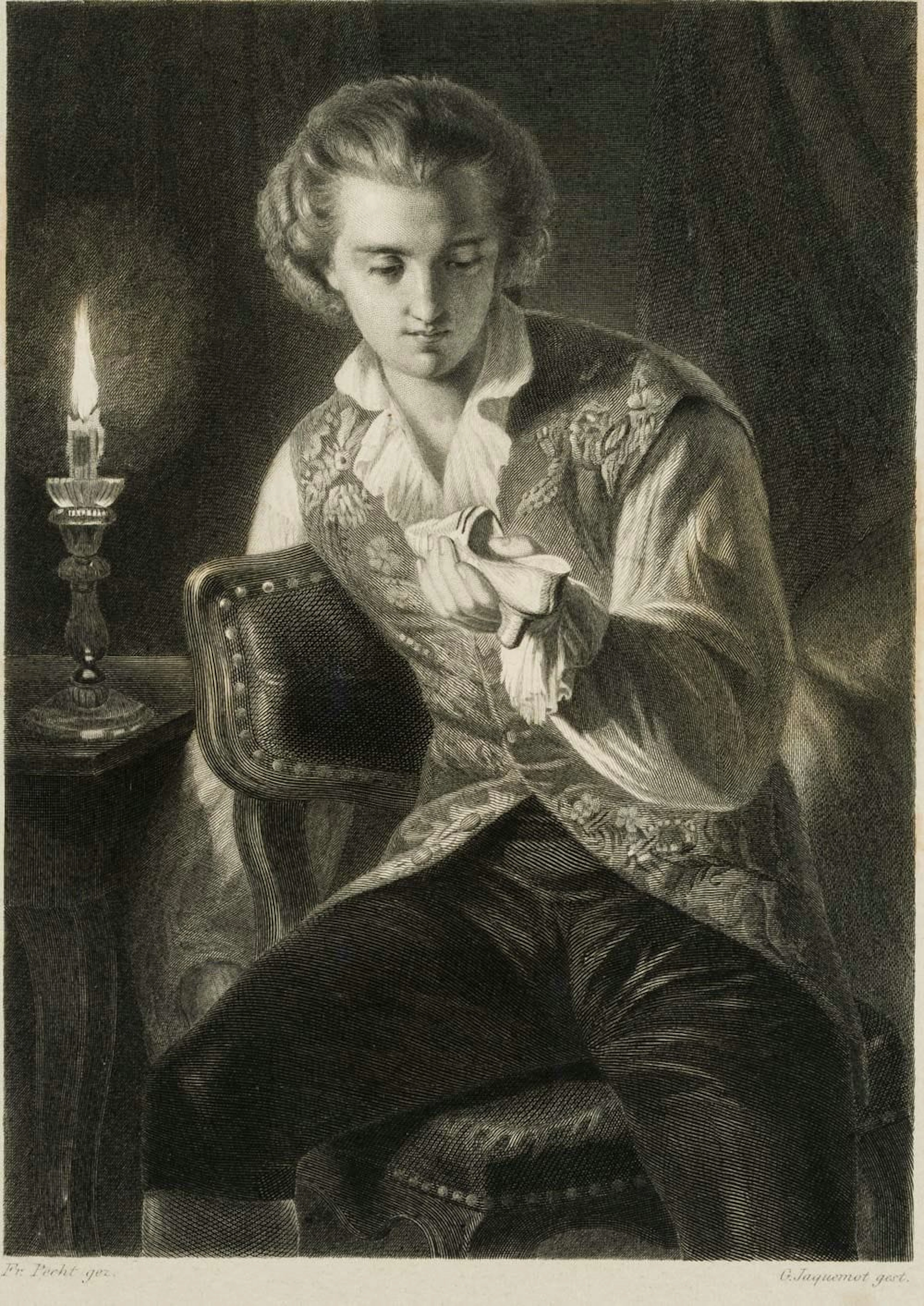 F. PECHT (*1814) after JAQUEMOT (*1806), Scene from *Wilhelm Meister*