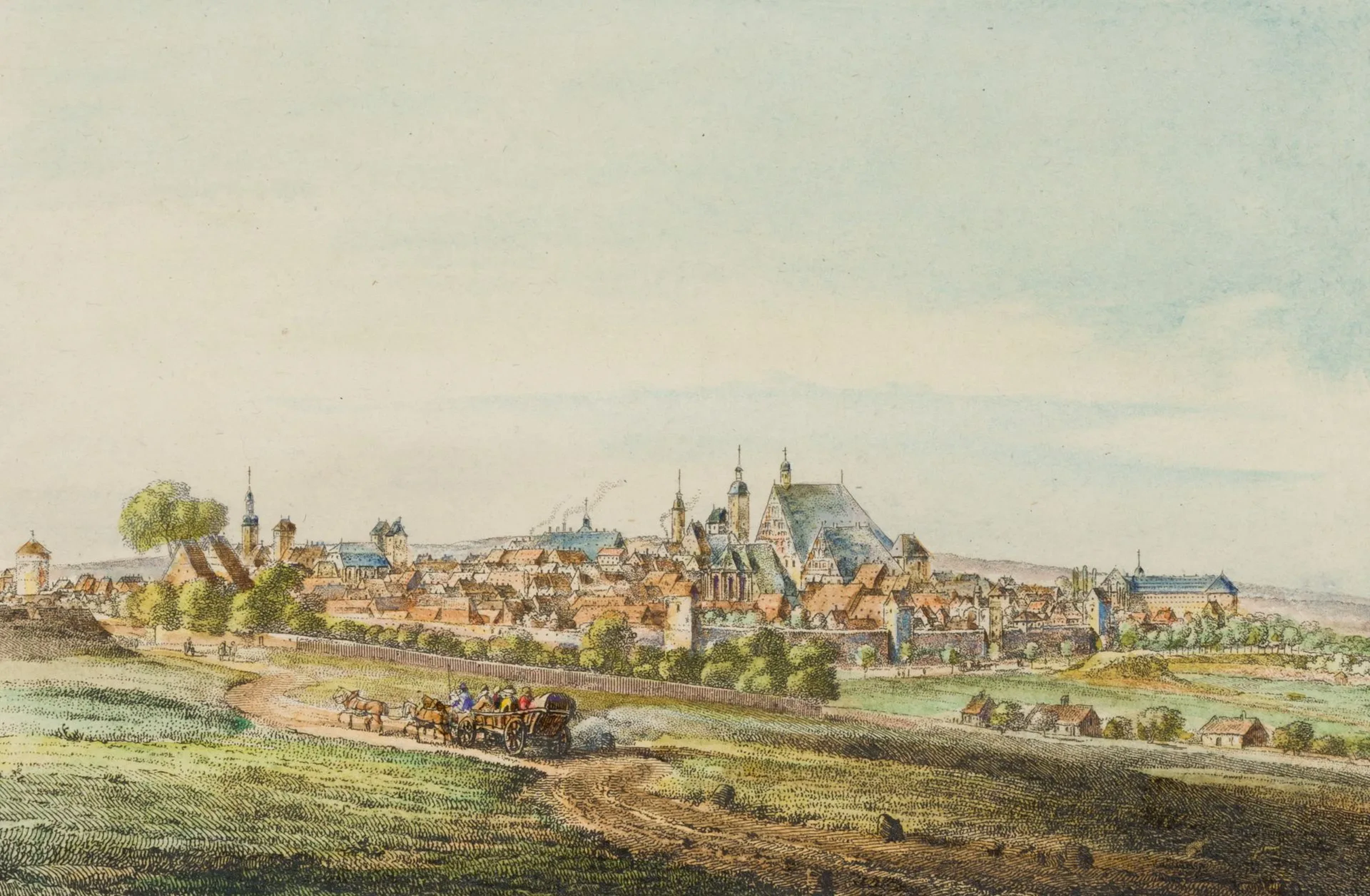 L. RICHTER (1803–1884), Freiberg. Cityscapes, 1820, Etching Ludwig