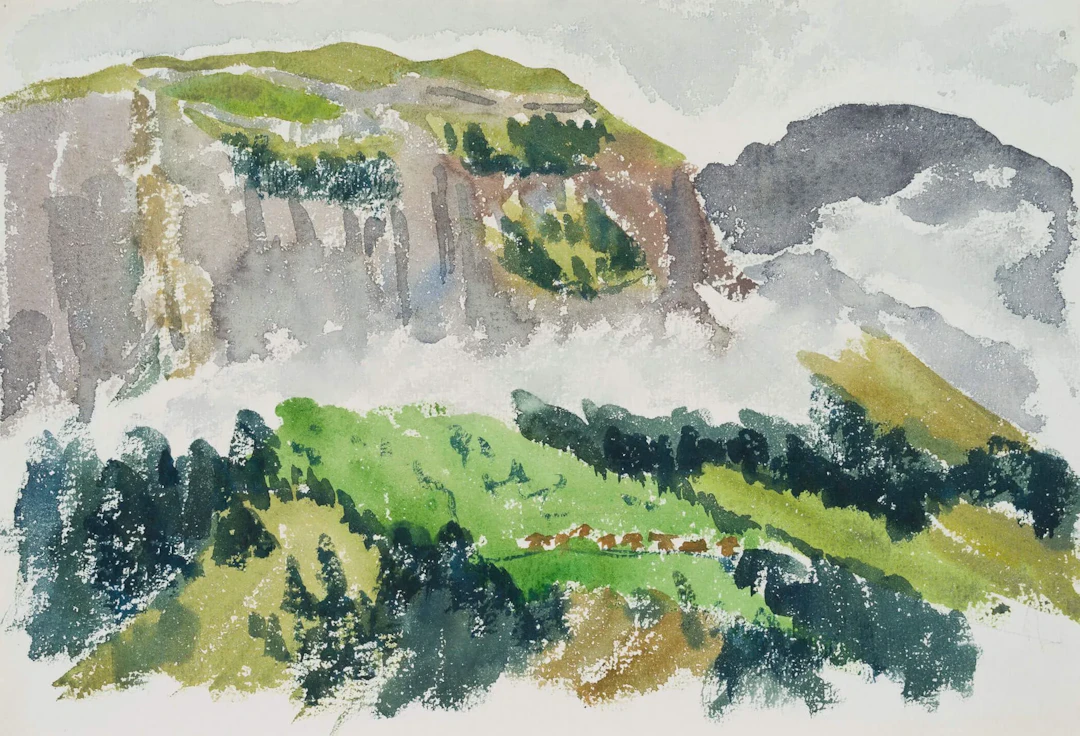 E. FÜRSTENAU (*1862), Mountain landscape with green meadows, circa