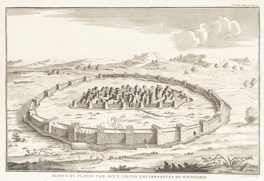 M. POOL (1670-1732), Ancient city under siege, Etching Matthys Pool