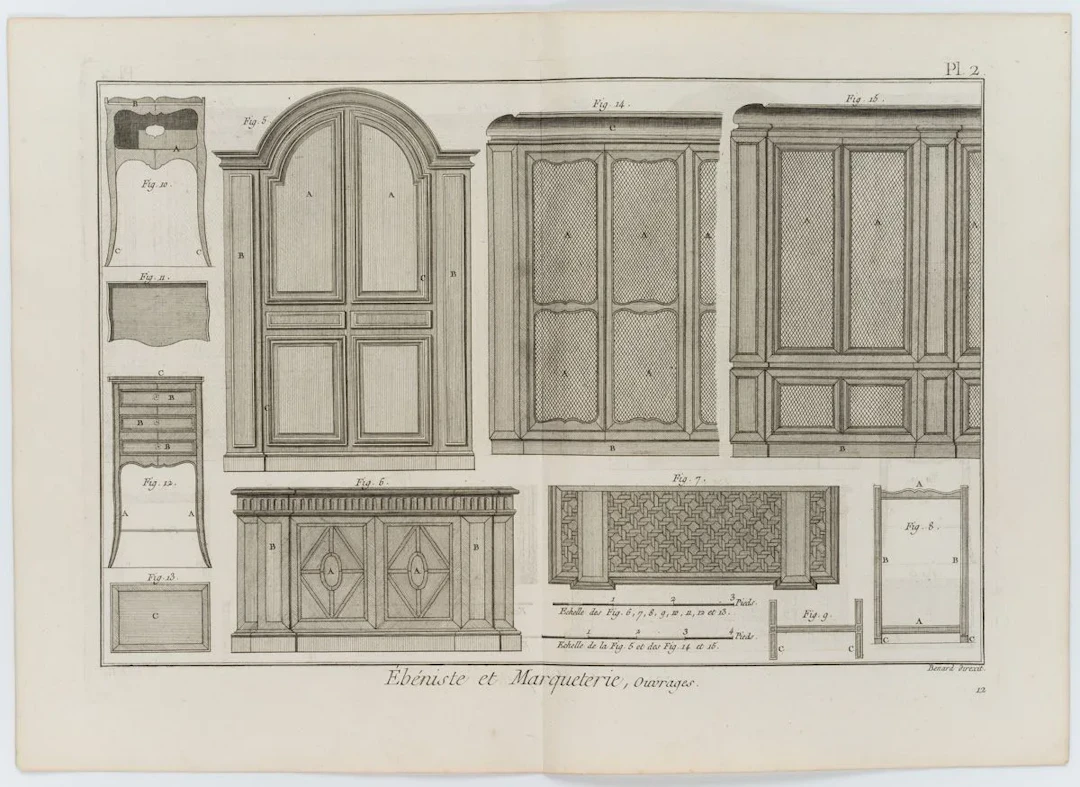 R. BÉNARD (1731-1794), Cabinetmaker and marquetry artist, Etching