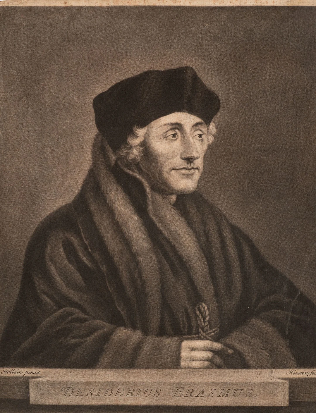 R. HOUSTON (*1721) after HOLBEIN (*1497), Portrait of Erasmus, mezzotint
