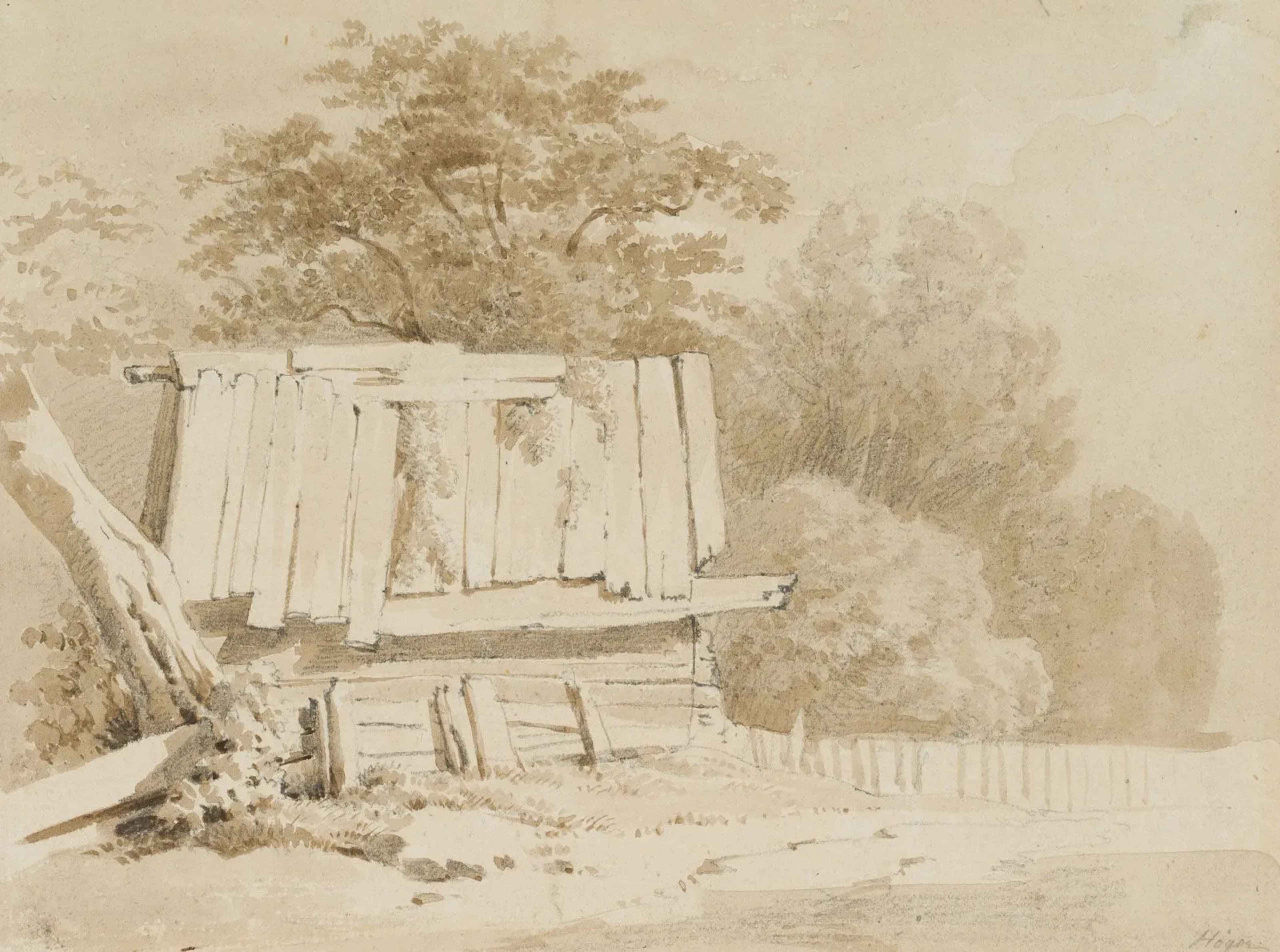 J. HÖGER (1801–1877), An Old Wooden Shed on the Edge of the Woods