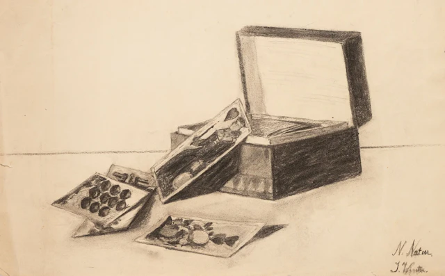 I. WINTER (20th), Playing Cards and a Box, Pencil I. Winter (20th