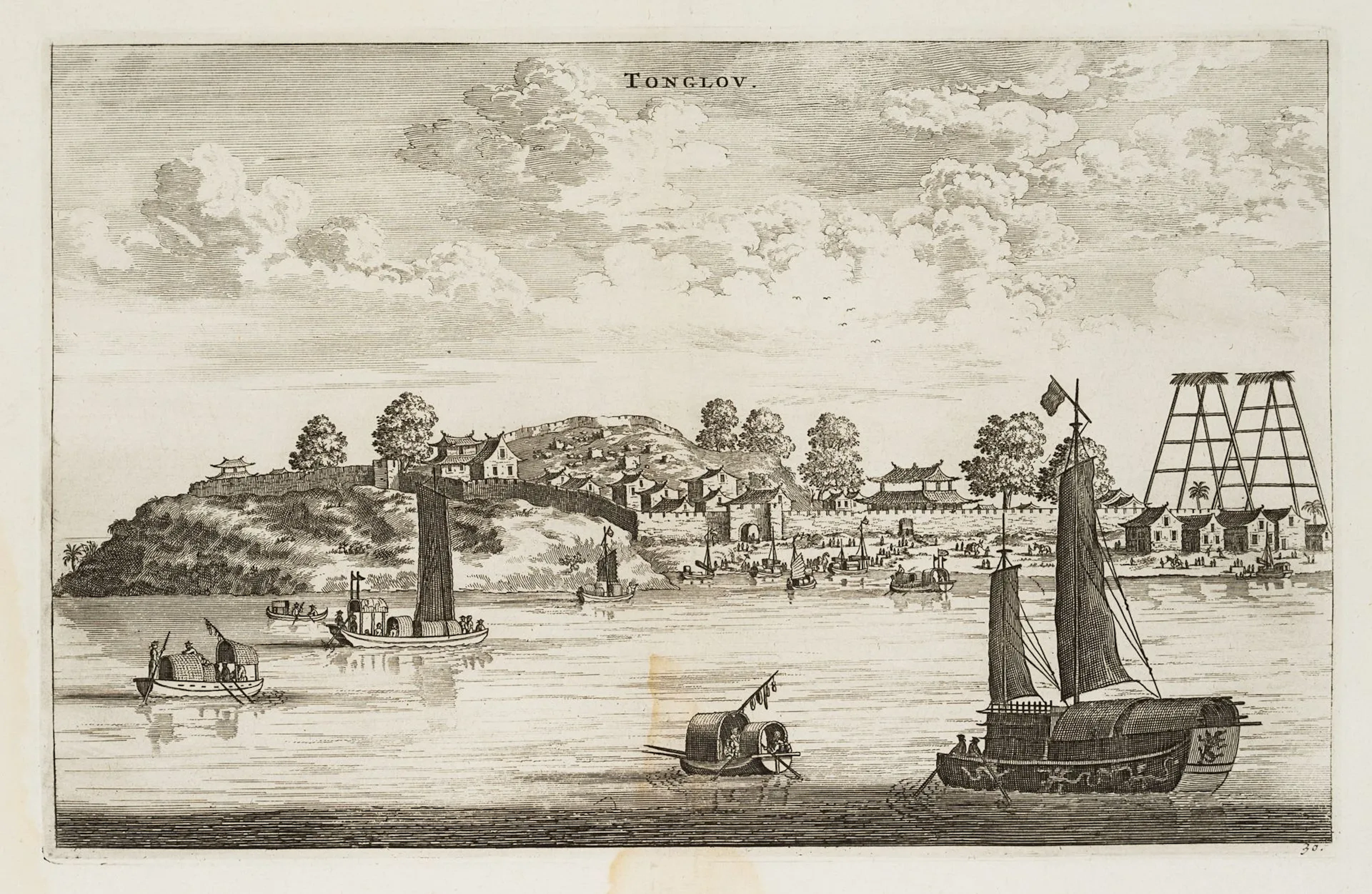 After HOLLAR (*1607), View of the village of Tonglov, Copper engraving