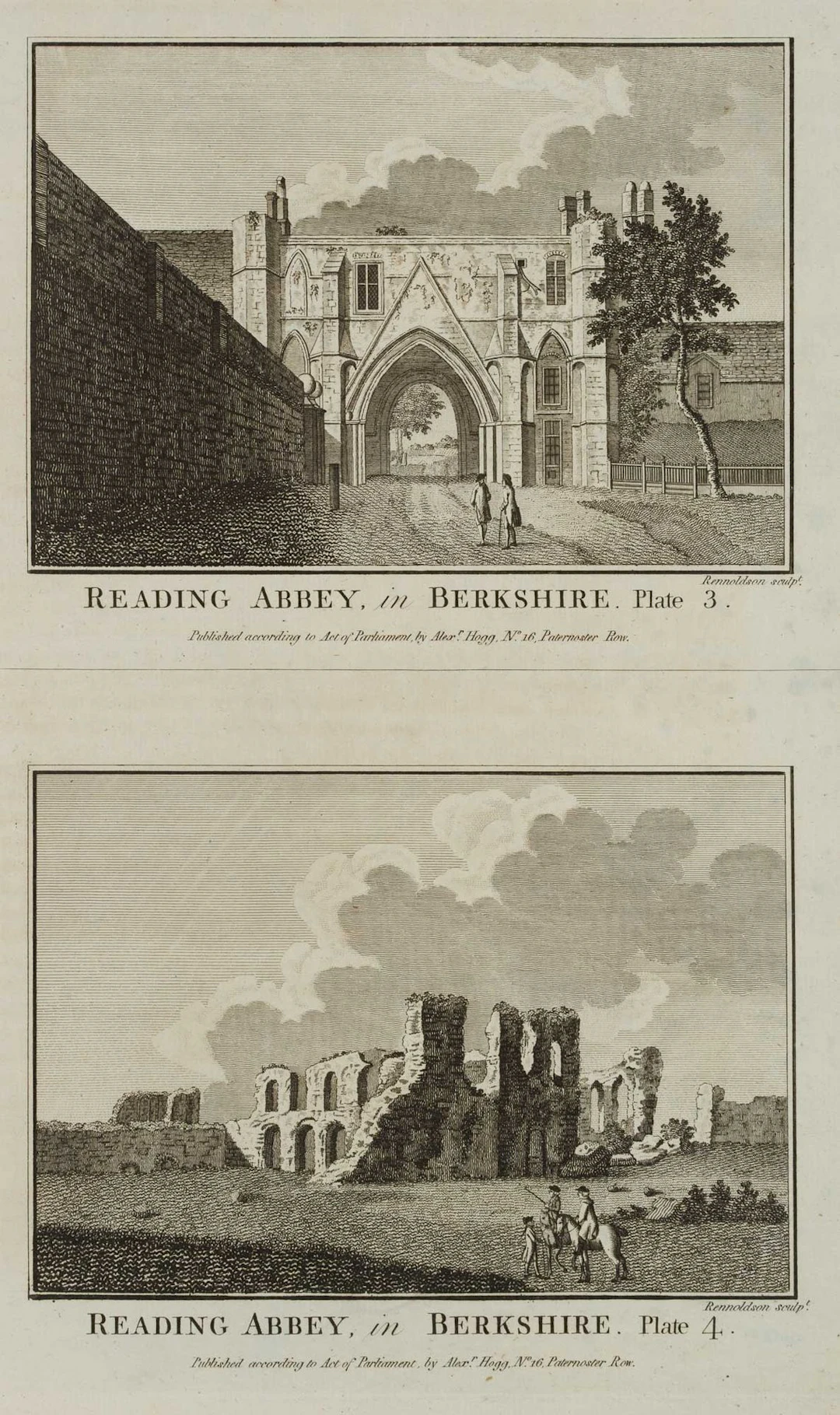 RENNOLDSON (18th), Reading Abbey, in Berkshire, around 1786, Etching