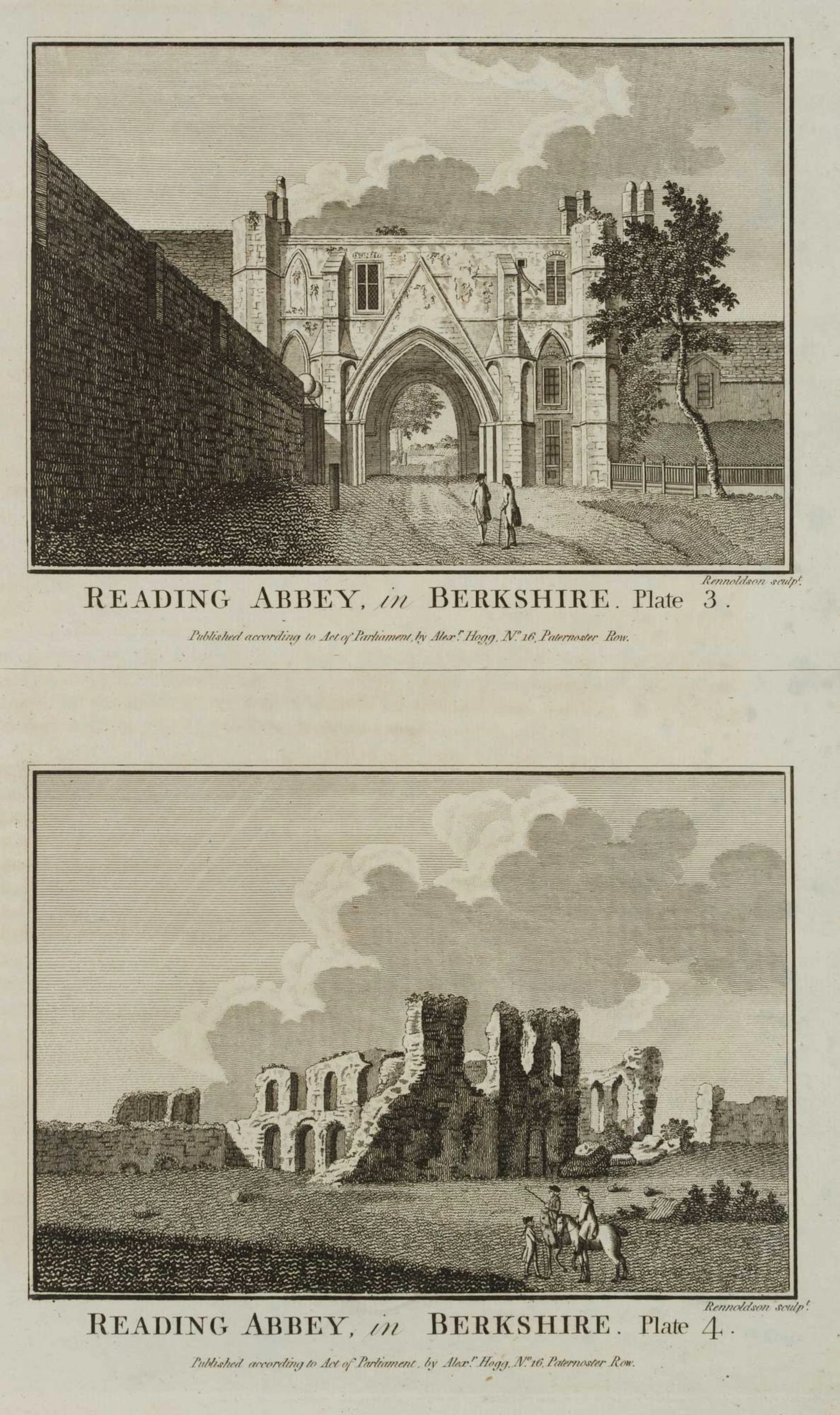 RENNOLDSON (18th), Reading Abbey, in Berkshire, around 1786, Etching