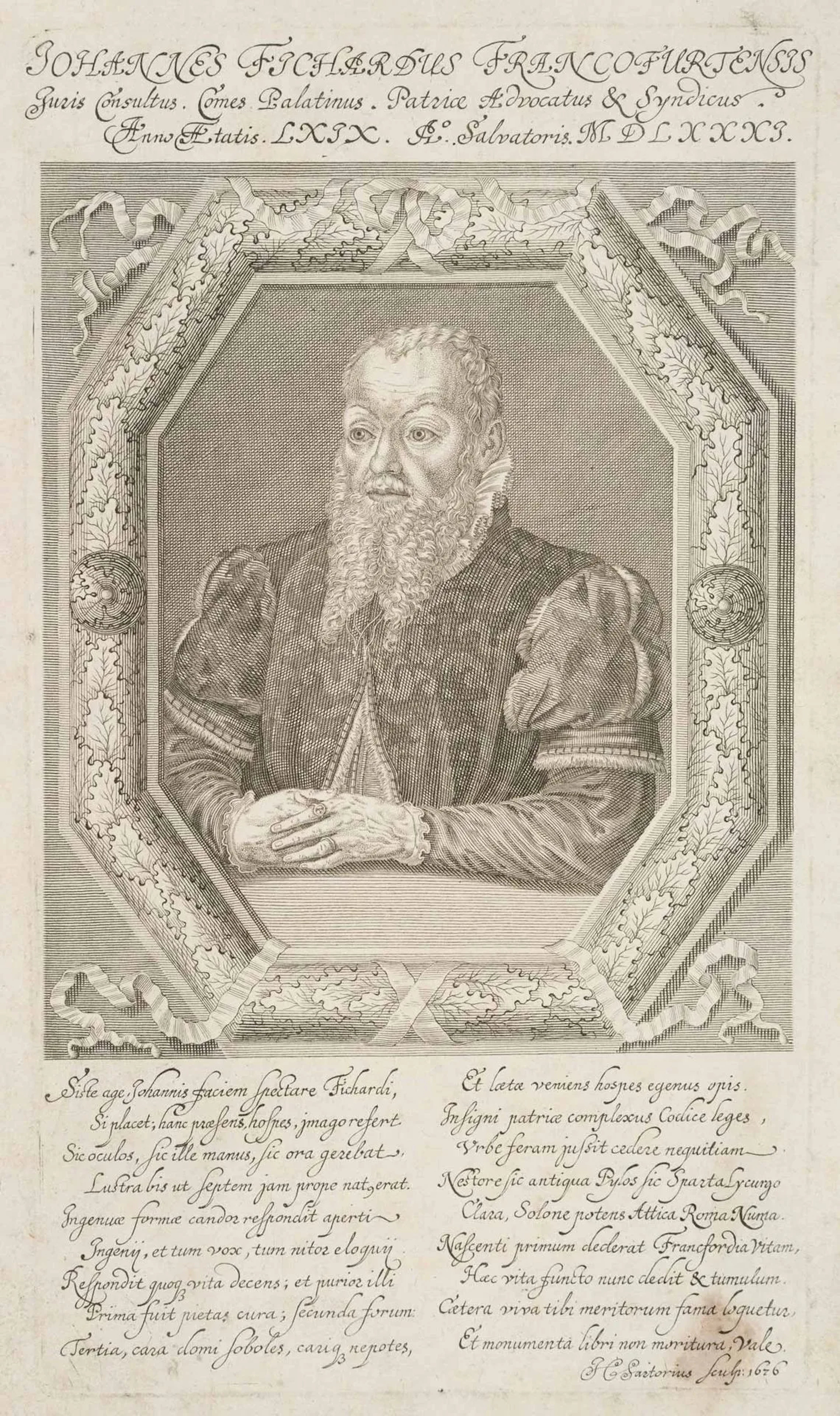 J. SARTORIUS (*1650), Johannes Fichardus of Frankfurt, 1676, etching