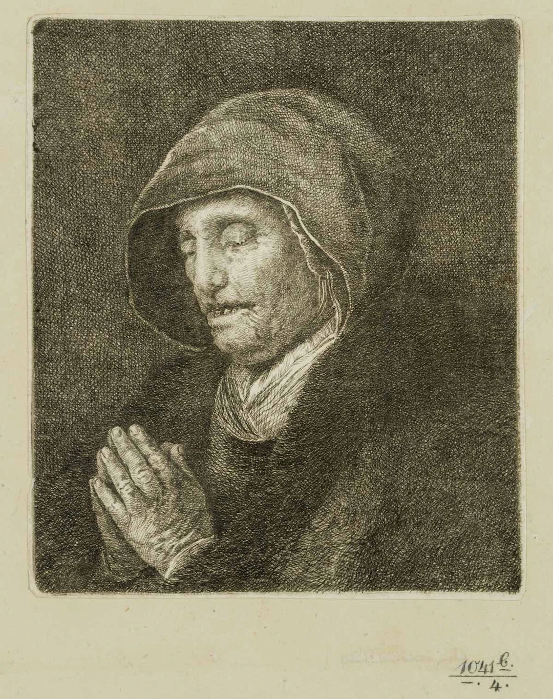 A. SCHATTENHOFER (*1763), Portrait of an Old Woman, c. 1800, etching