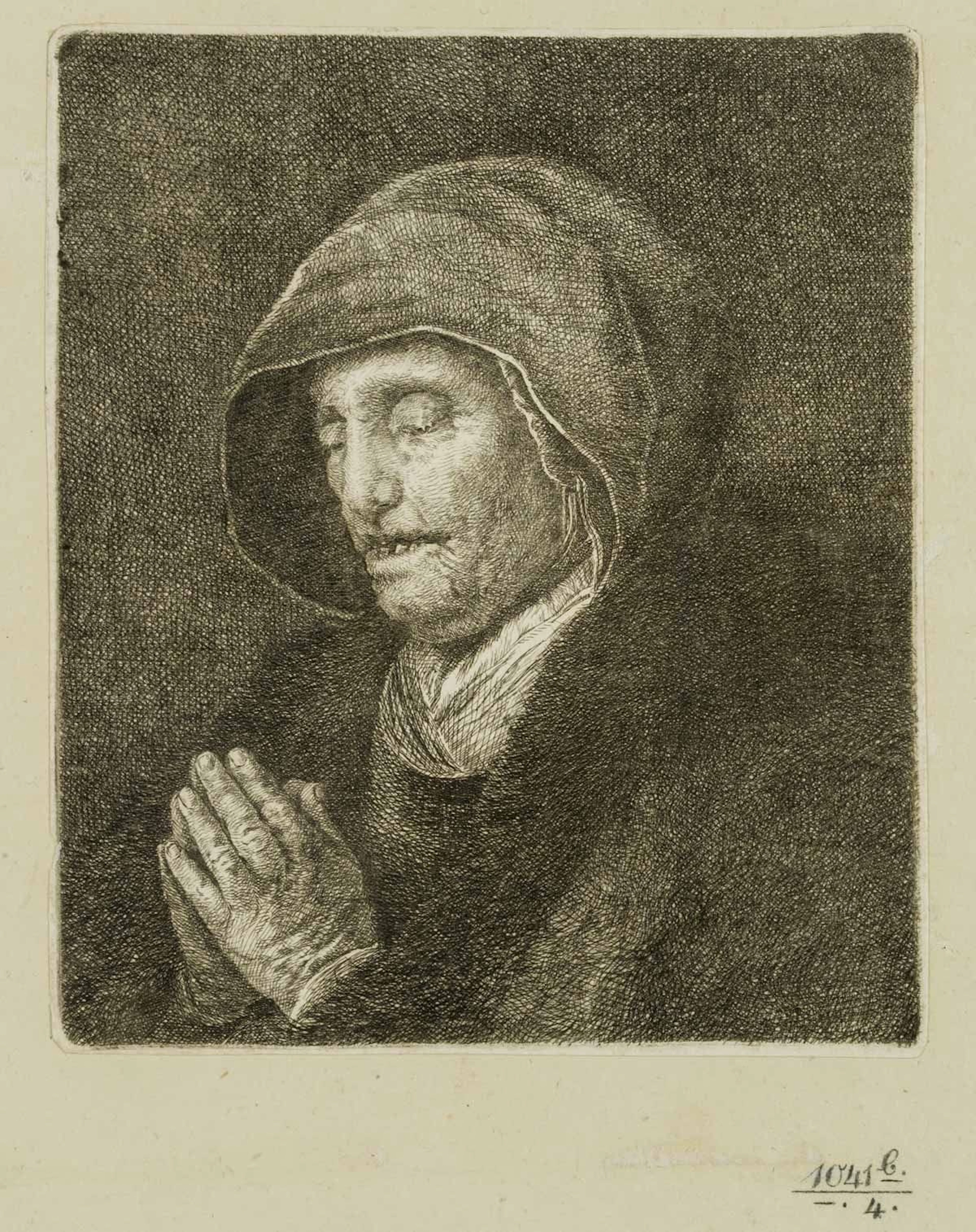 A. SCHATTENHOFER (*1763), Portrait of an Old Woman, c. 1800, etching