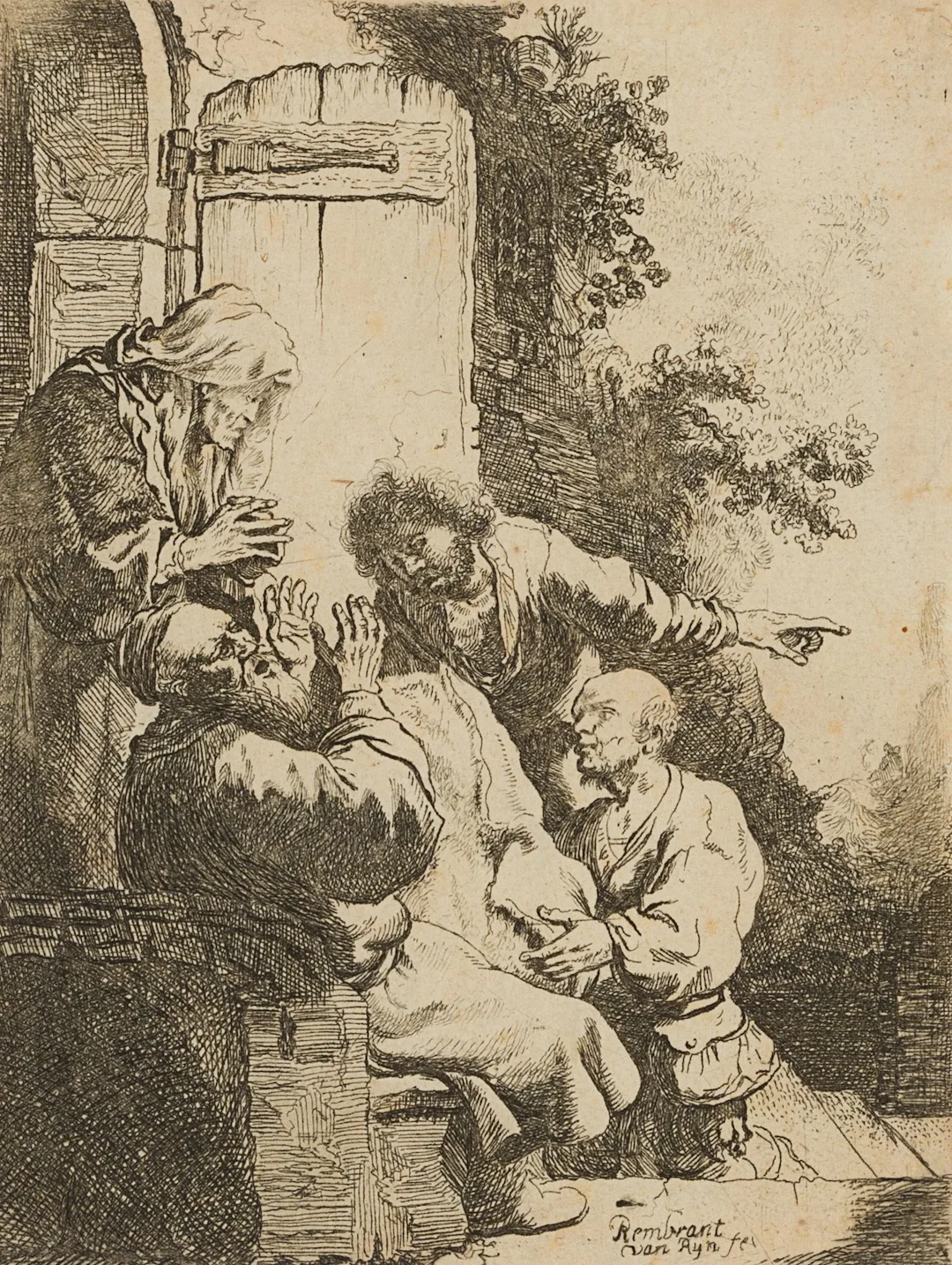 After REMBRANDT (*1606), Joseph’s Coat Is Brought to Jacob, after