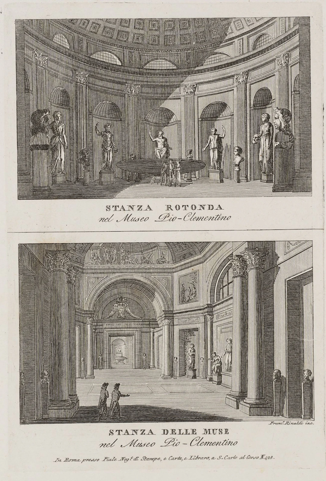 F. RINALDI (19th) after Unknown (19th), Views of the Museo Pio-Clementino