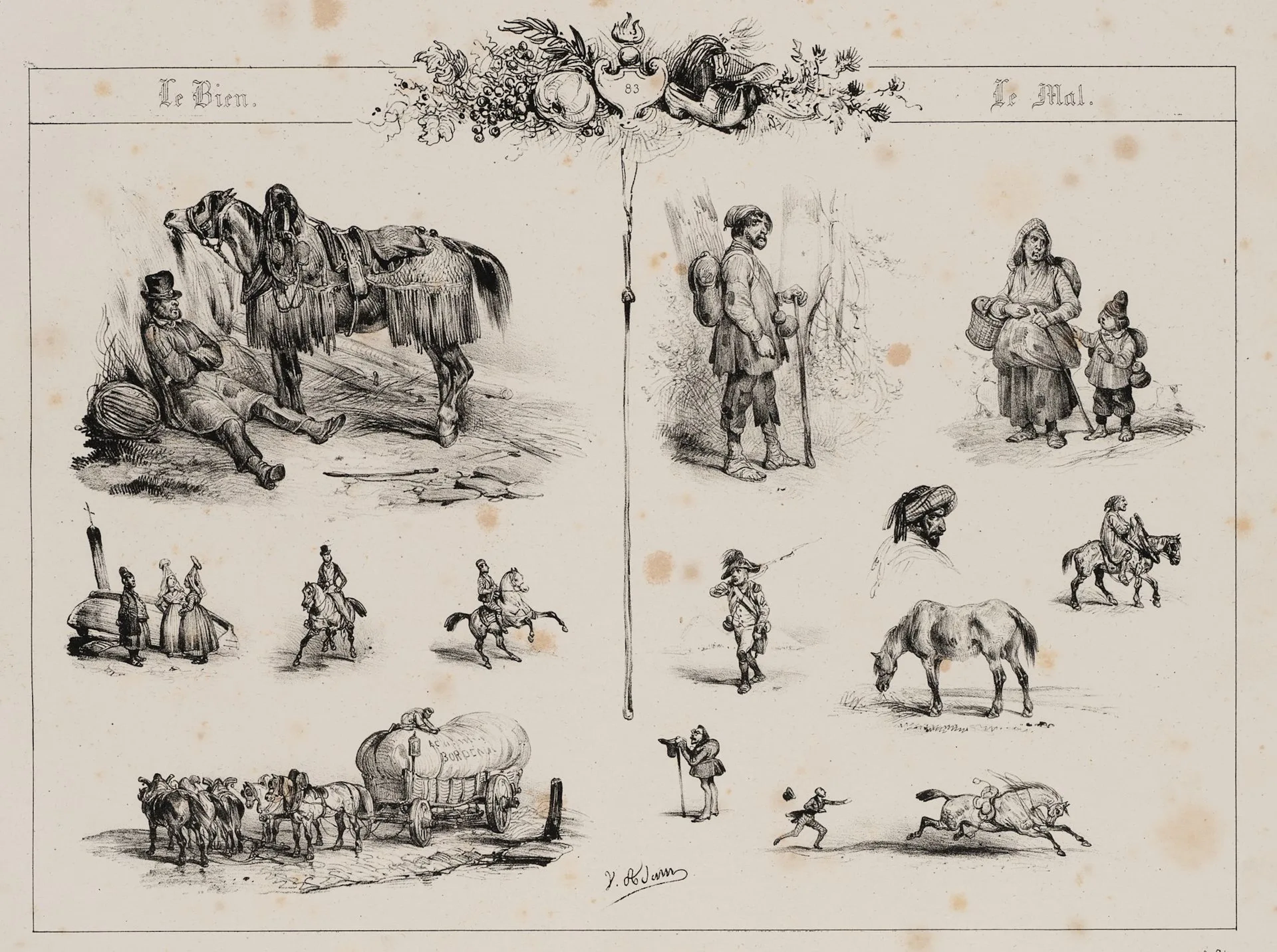 V. ADAM (1801–1866), Scenes from Rural Life, Lithograph Victor-Jean