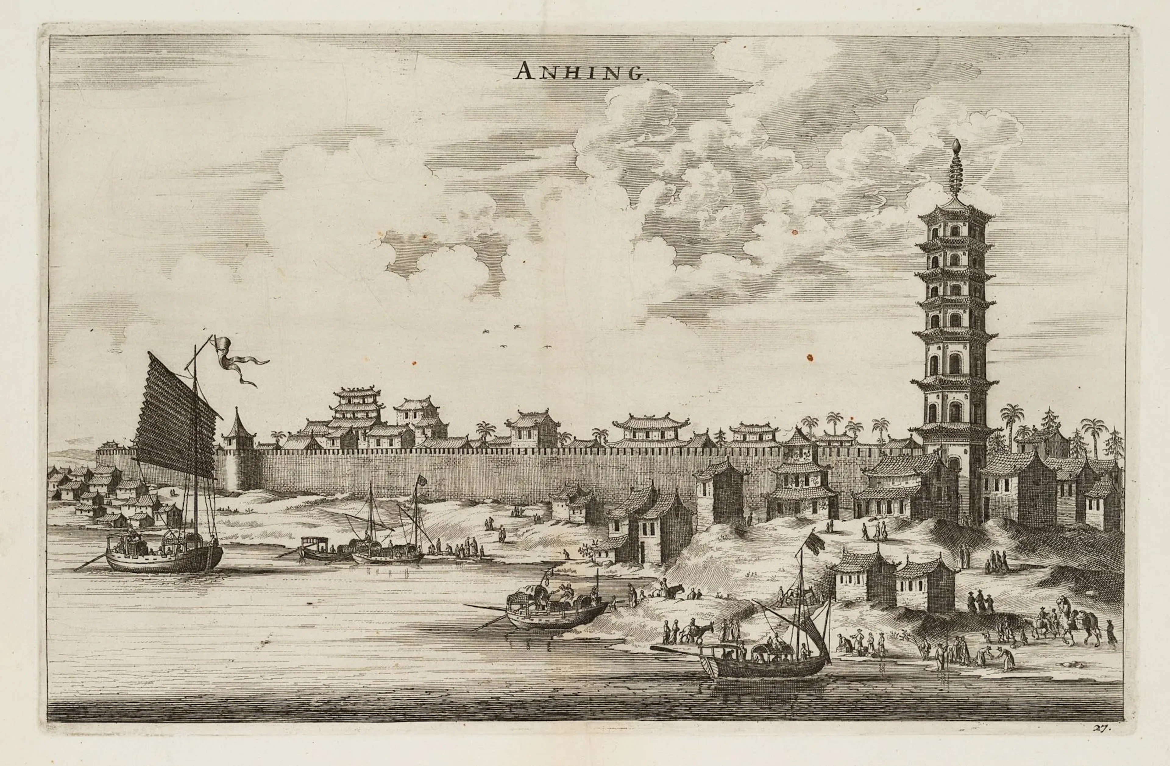 Unknown (17th century), "Anhing," a Chinese town, copper engraving