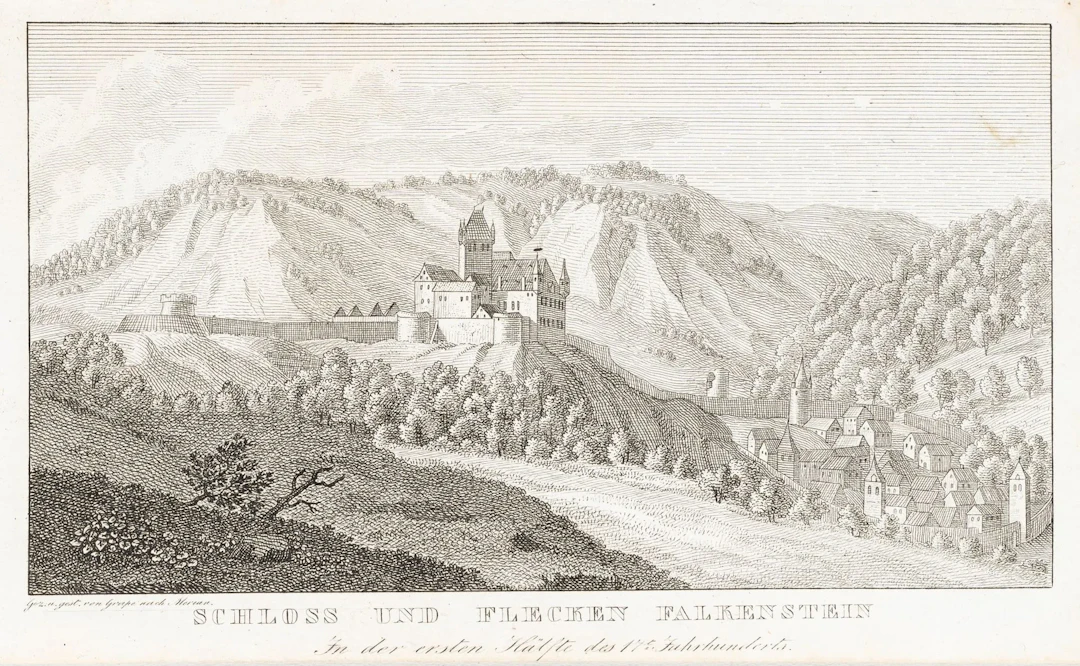 H. GRAPE (*1798) after MERIAN (*1593), Falkenstein Castle and its