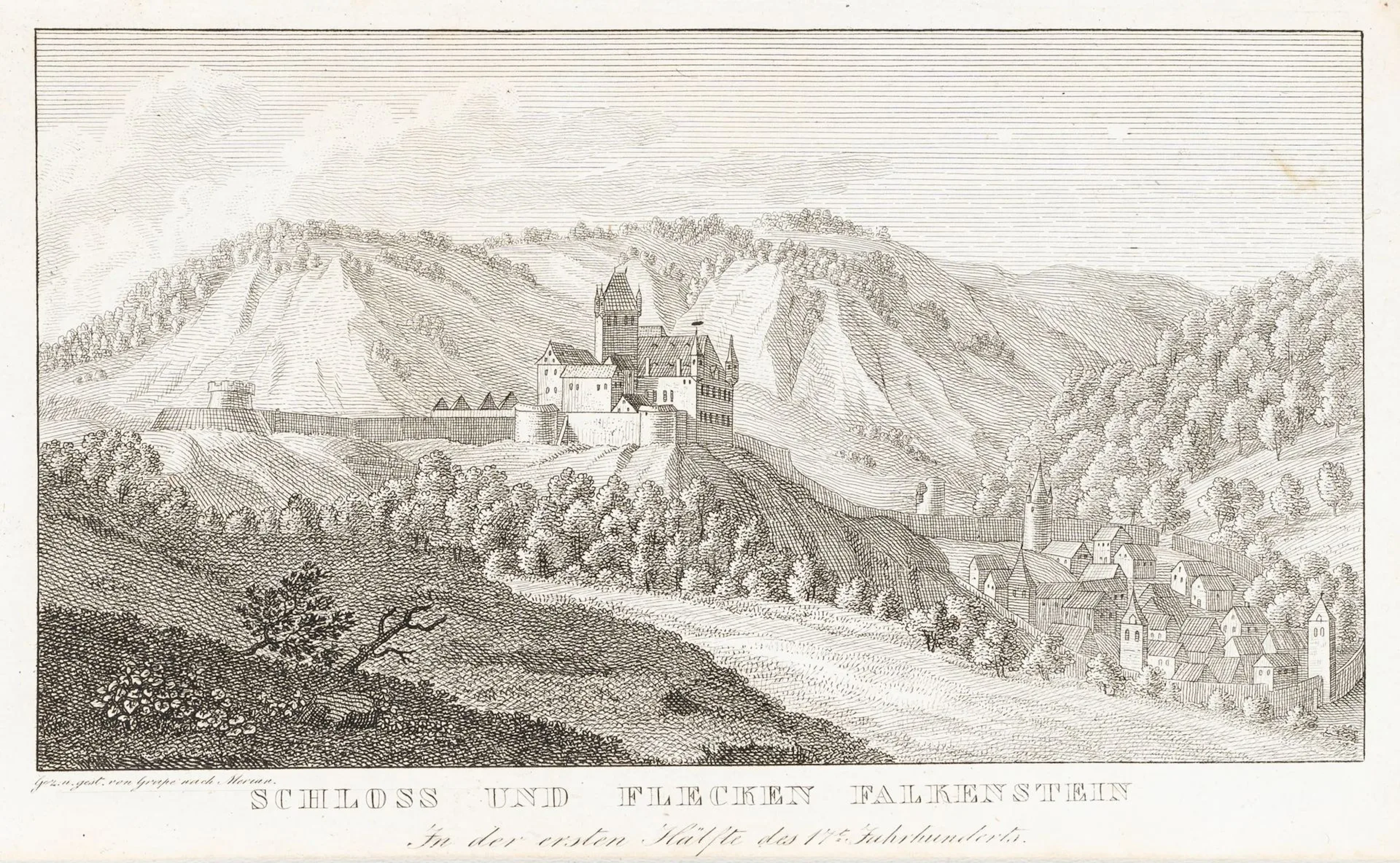 H. GRAPE (*1798) after MERIAN (*1593), Falkenstein Castle and its