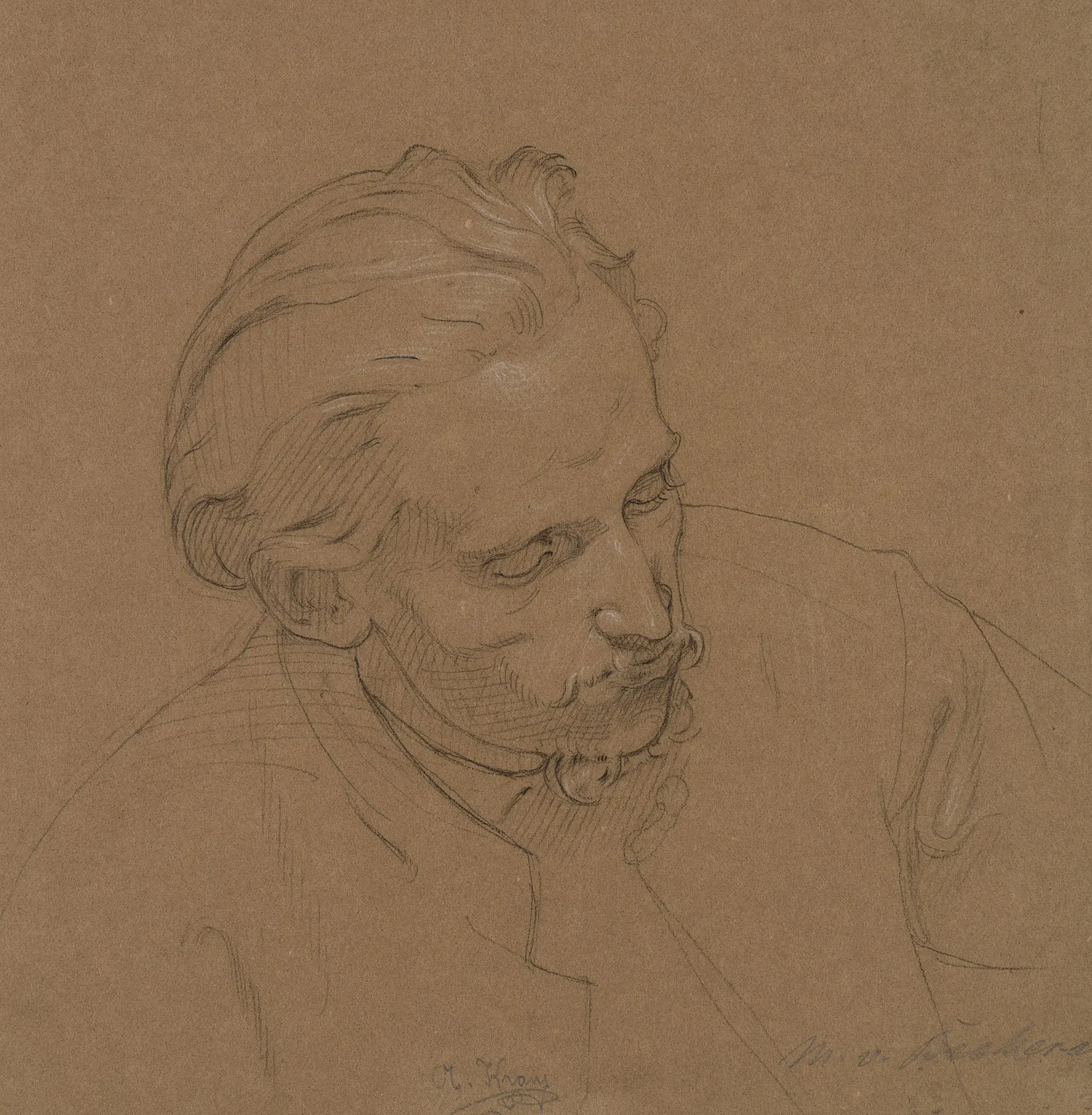 A. KRAUS (1852-1917) attributed, Portrait of a man, Pencil August