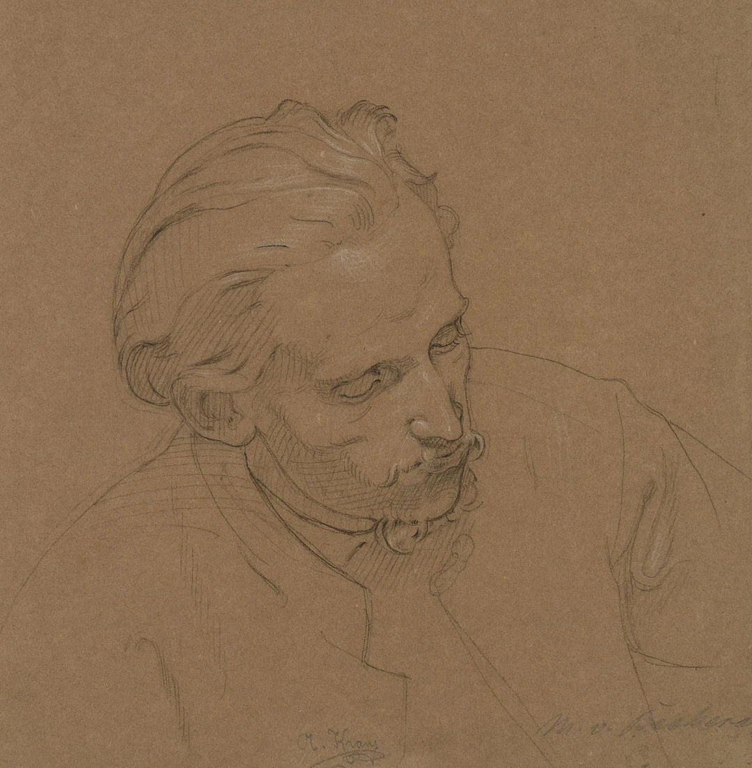 A. KRAUS (1852-1917) attributed, Portrait of a man, Pencil August