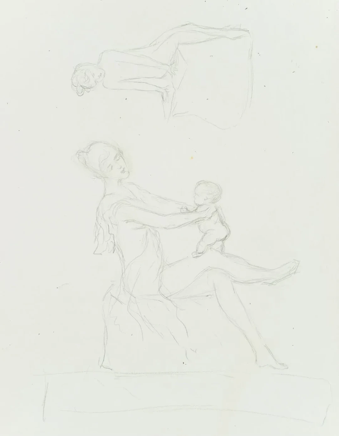 Unknown (19th century), Women and dancing fairy-like creatures, Pencil