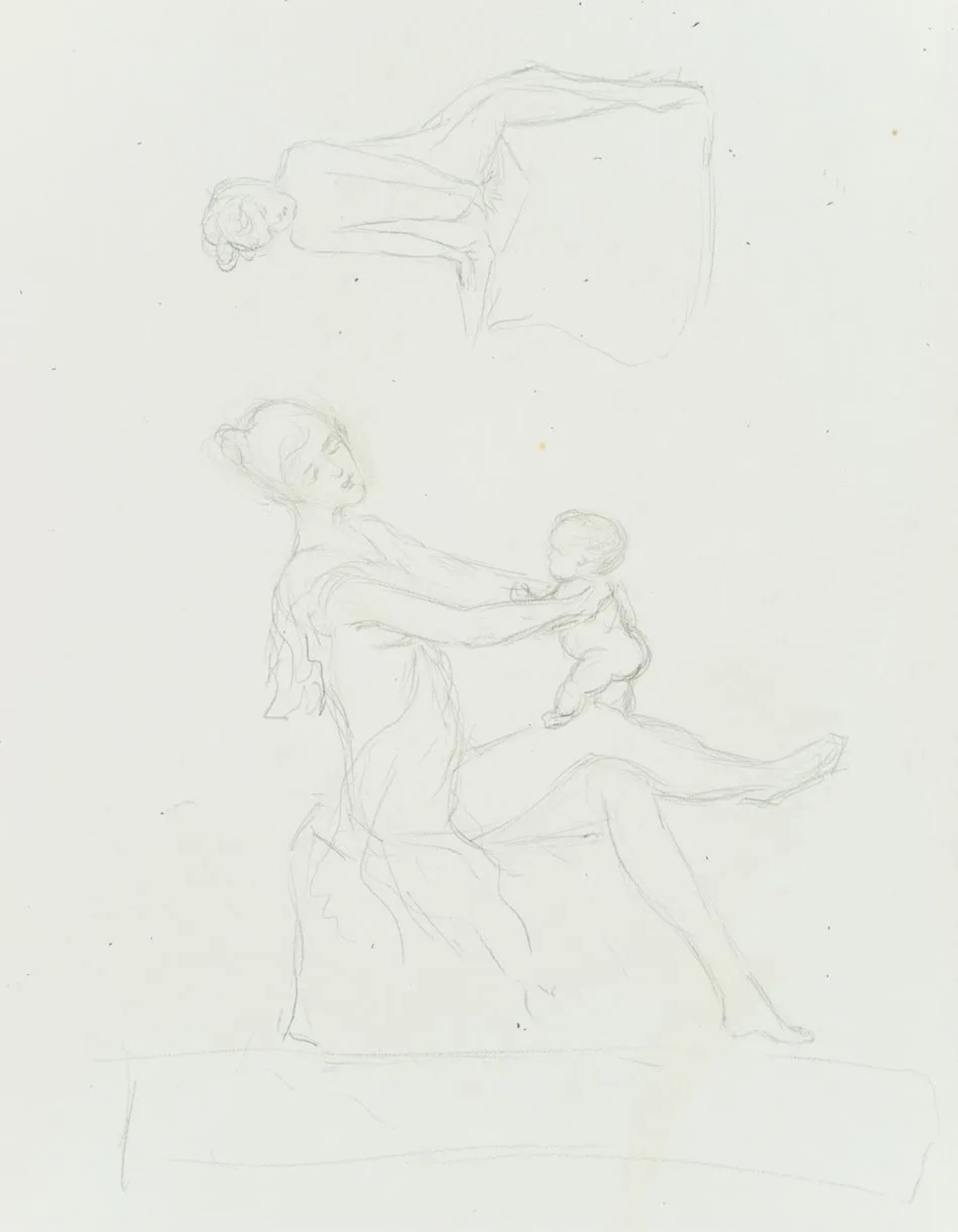 Unknown (19th century), Women and dancing fairy-like creatures, Pencil