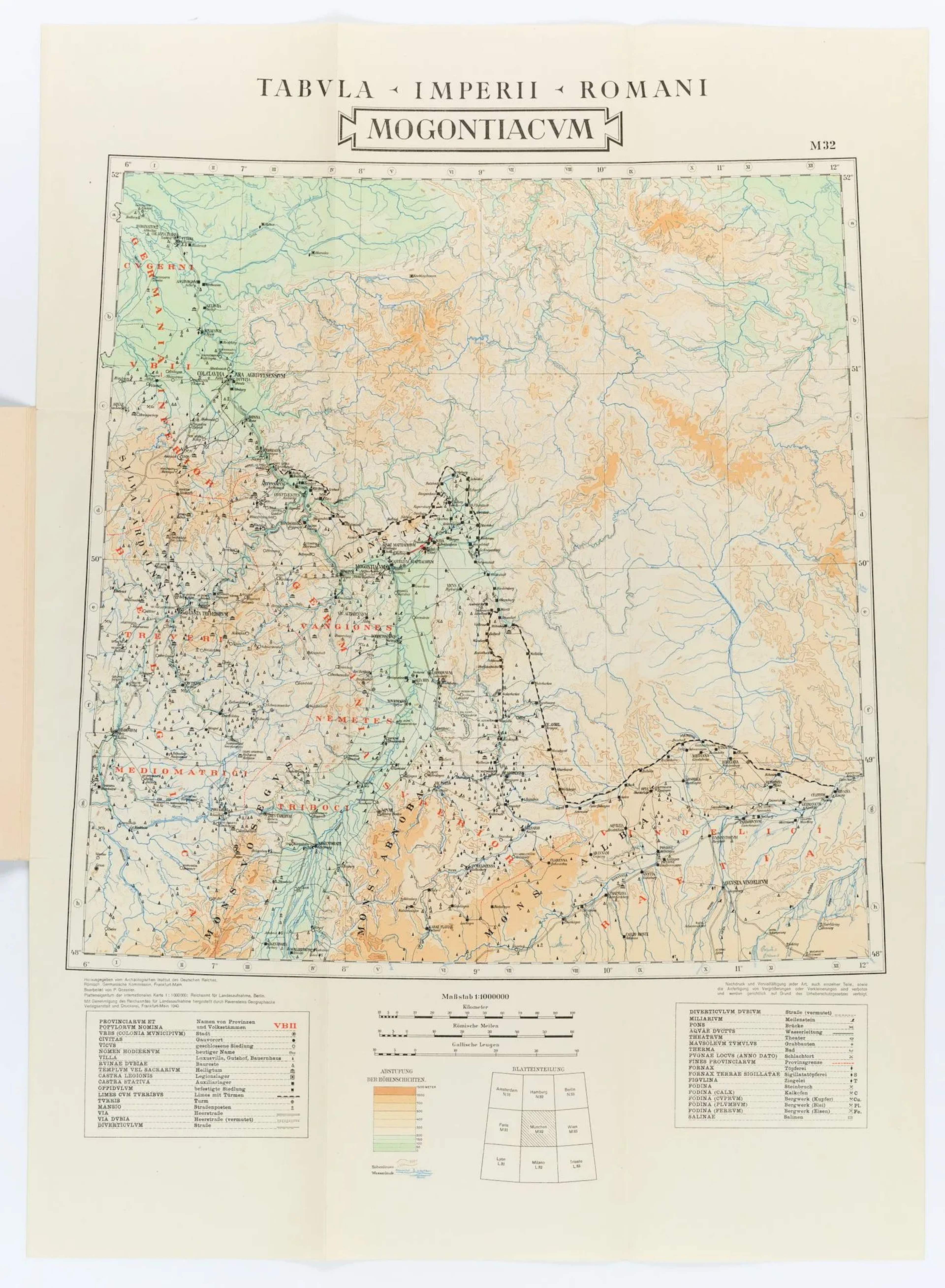 P. GOESSLER (1872-1956), Tabula Imperii Romani, M 32, Mainz, 1940